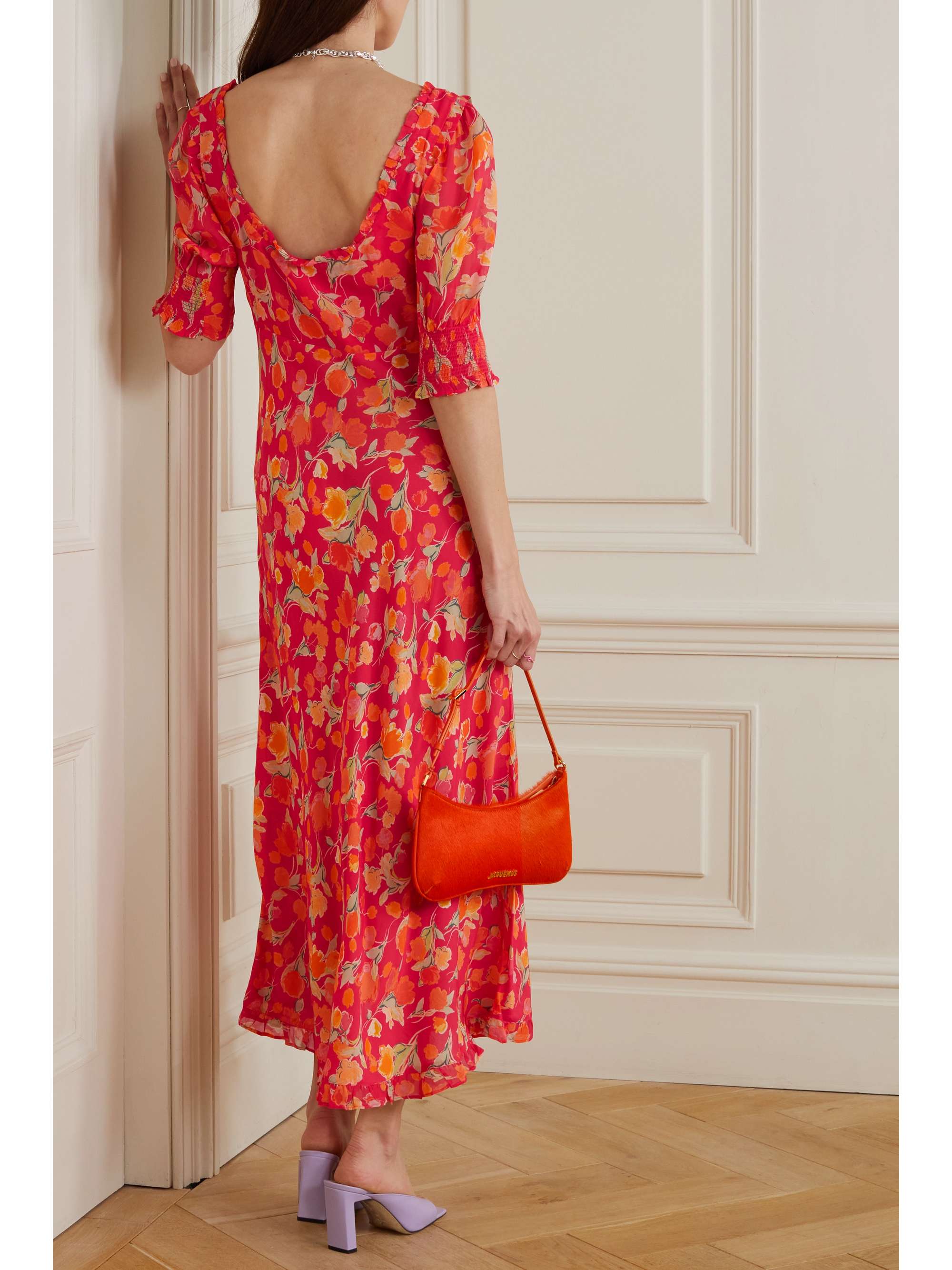 RIXO Sathya ruffled floral-print georgette midi dress