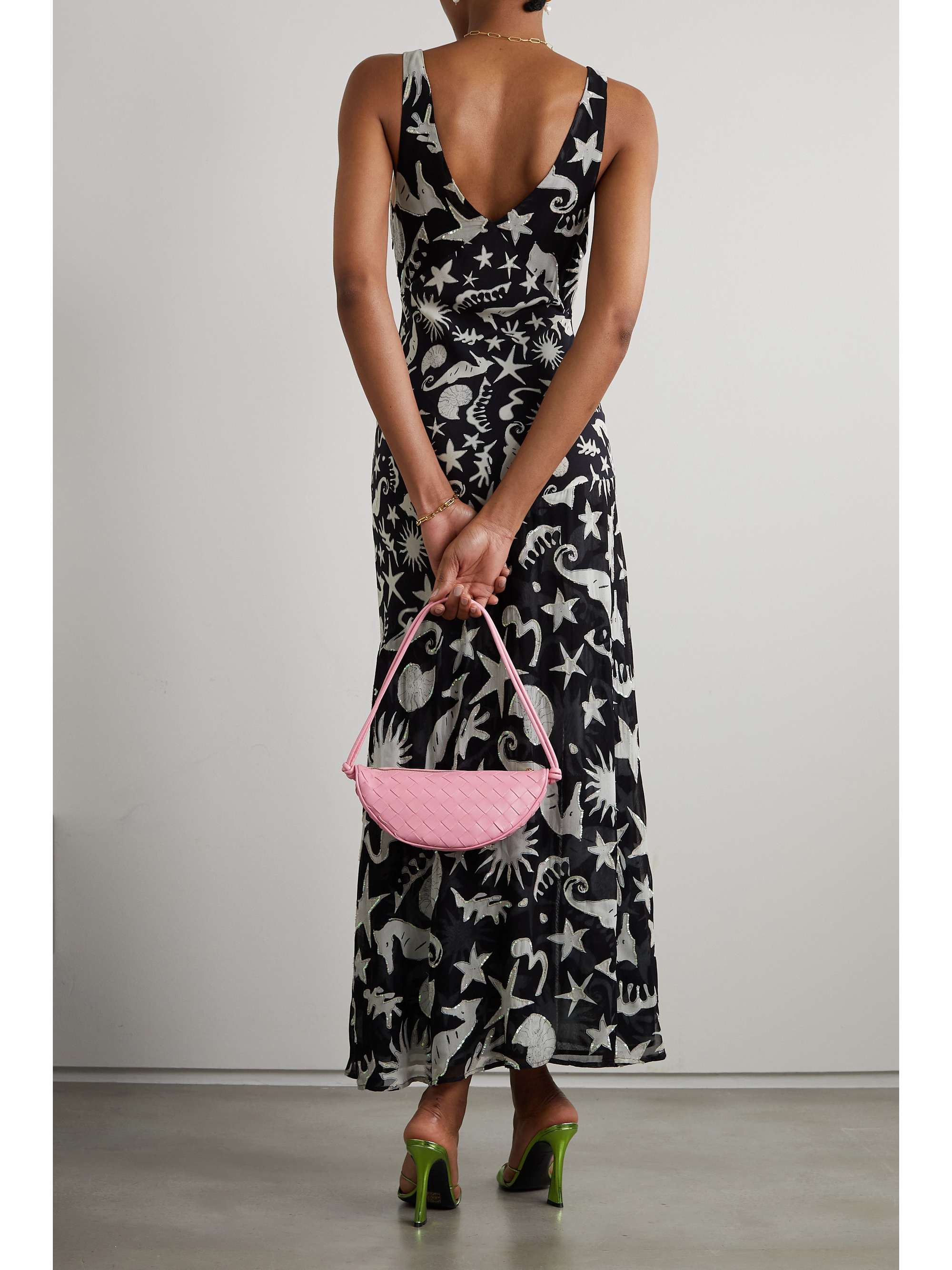 RIXO Moniq sequined printed gauze maxi dress