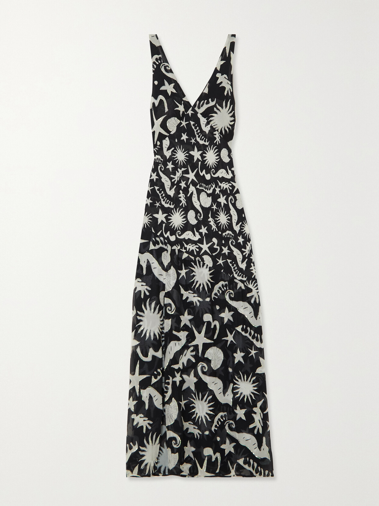 RIXO Moniq Sequined Printed Gauze Maxi Dress - Black