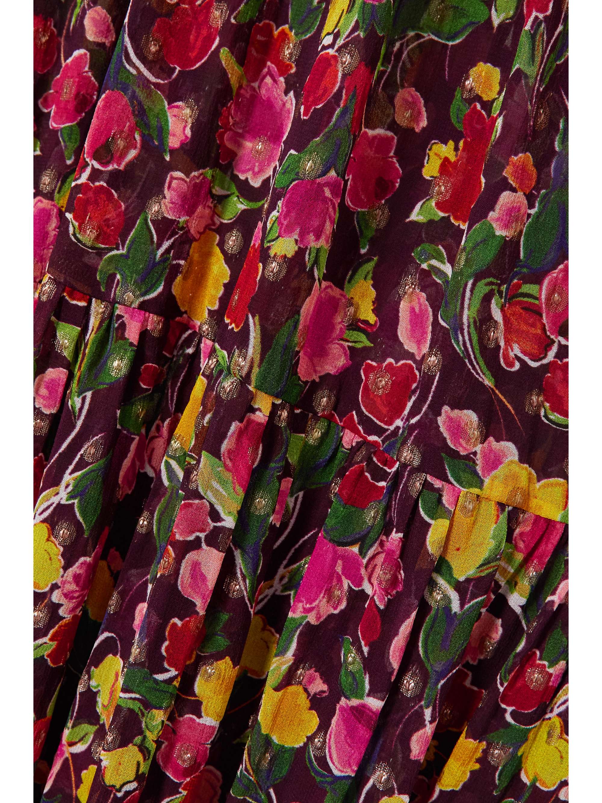 RIXO Delicia floral-print metallic fil coupé chiffon maxi dress