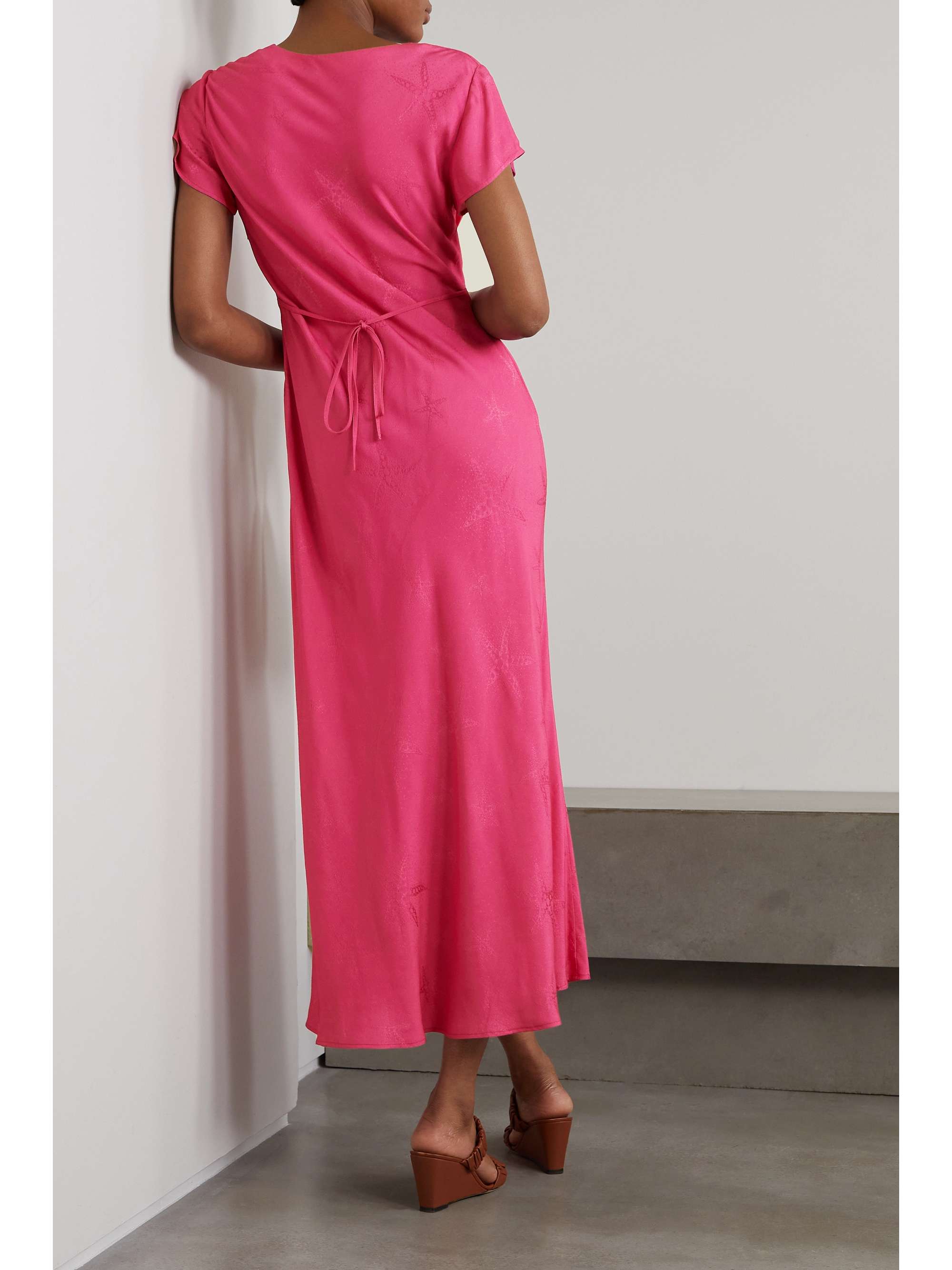 RIXO Clarissa satin-jacquard midi dress