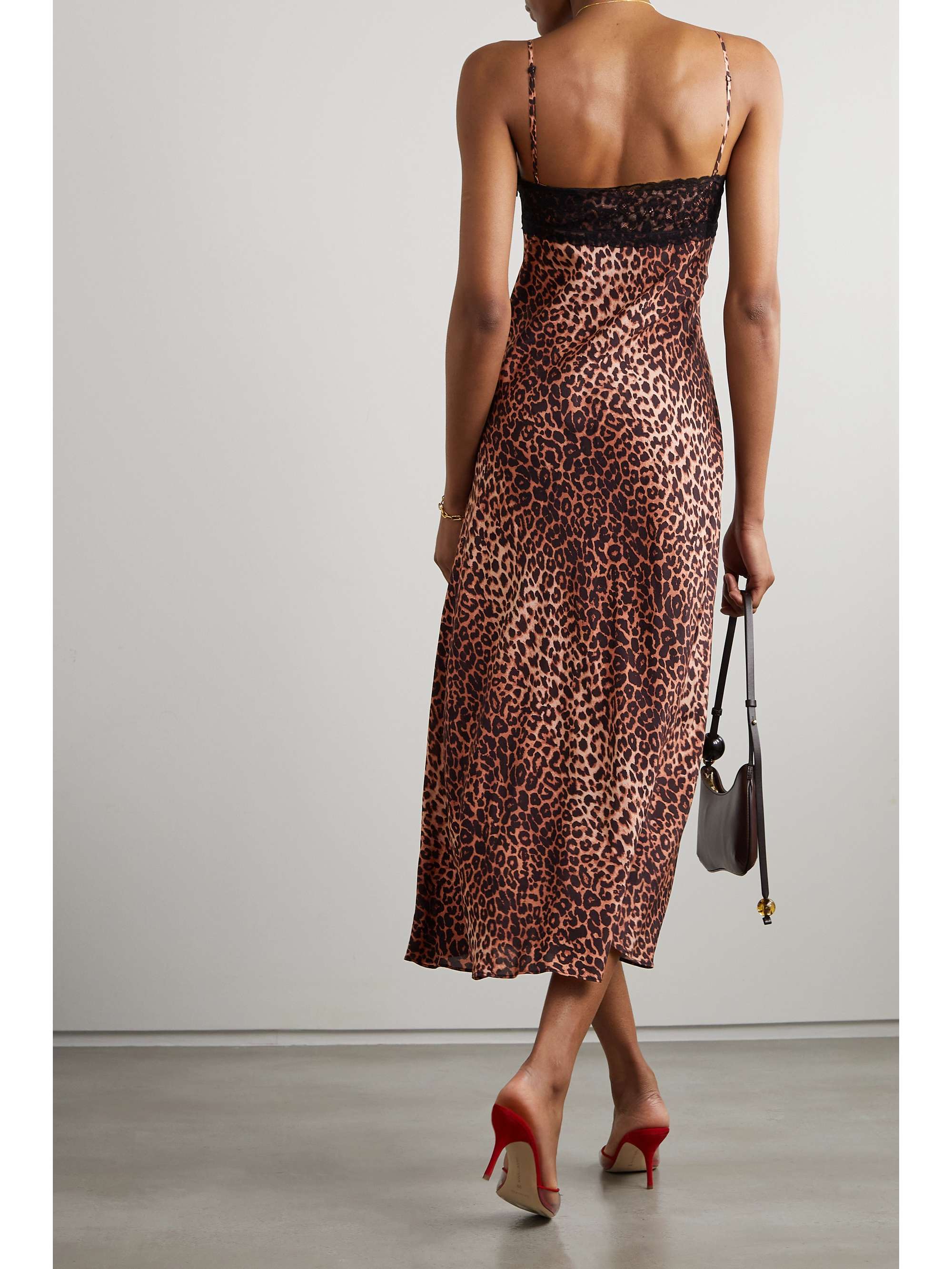 RIXO Attiya lace-trimmed leopard-print crepe midi dress