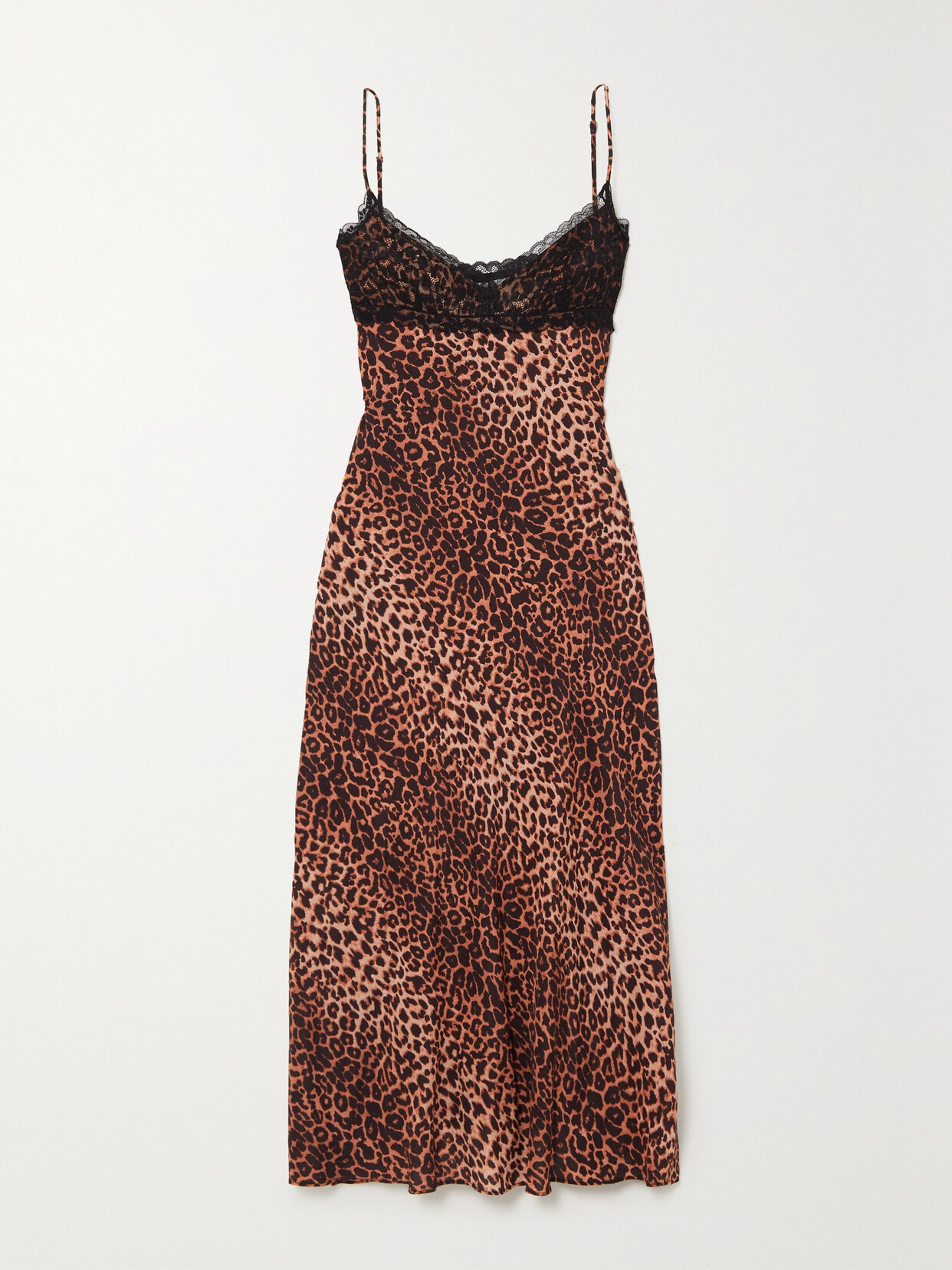 Rixo London Attiya Lace-trimmed Leopard-print Crepe Midi Dress In Animal Print