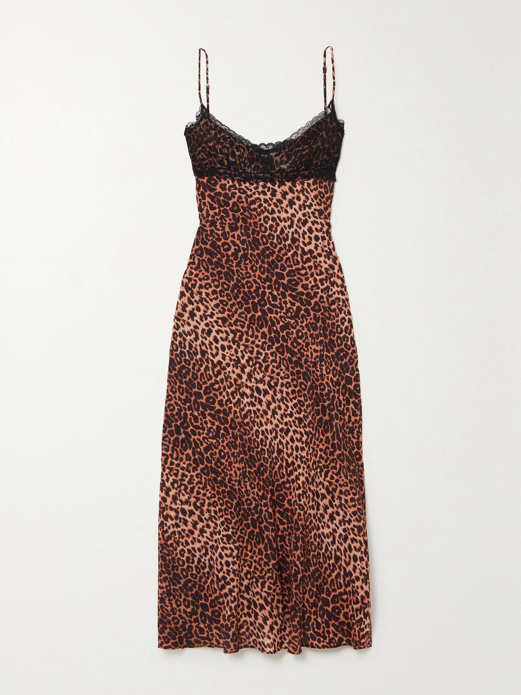 RIXO Attiya lace-trimmed leopard-print crepe midi dress