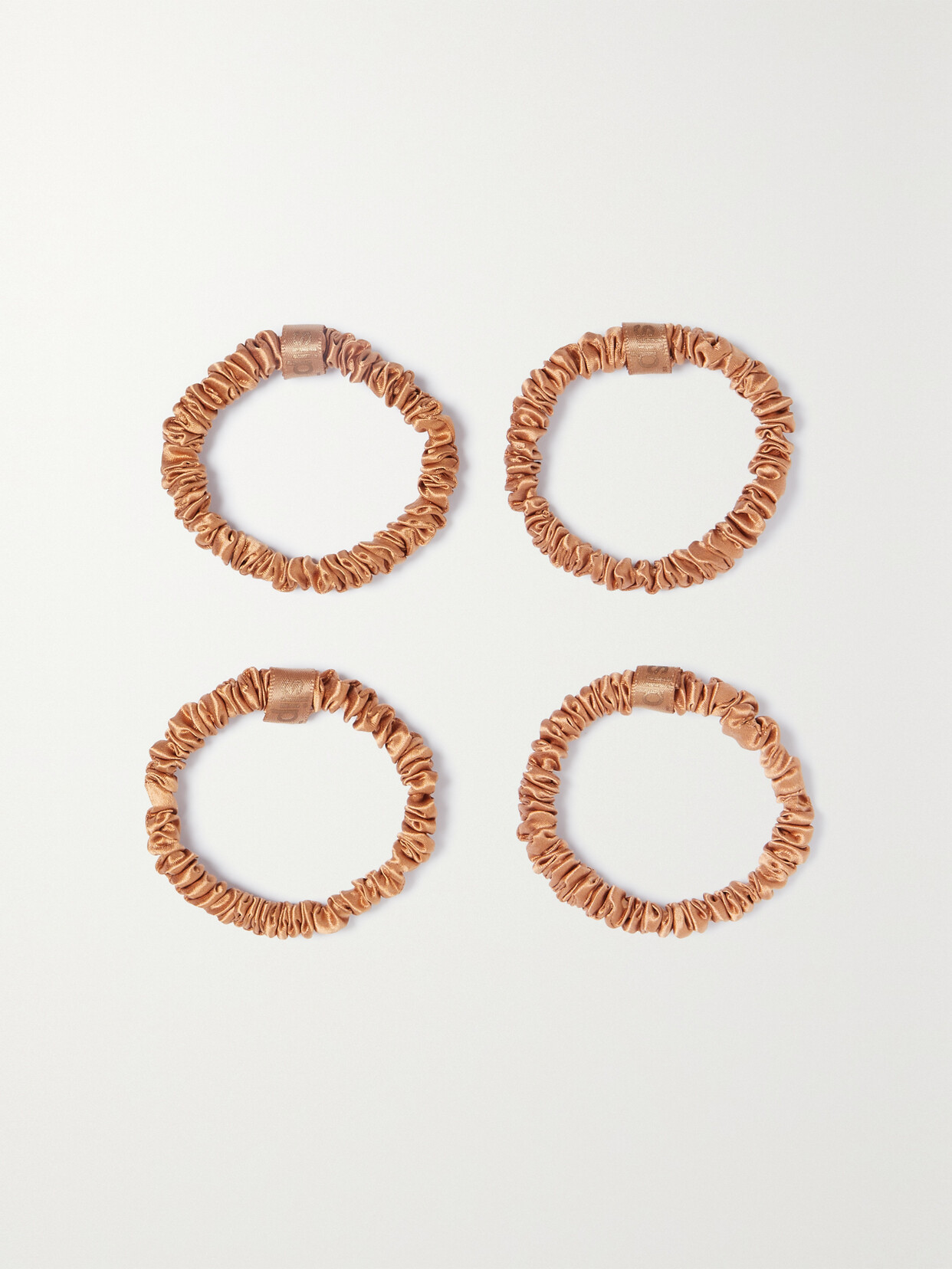 Slip - Back To Basics Set Of Four Skinny Silk Hair Ties - Copper