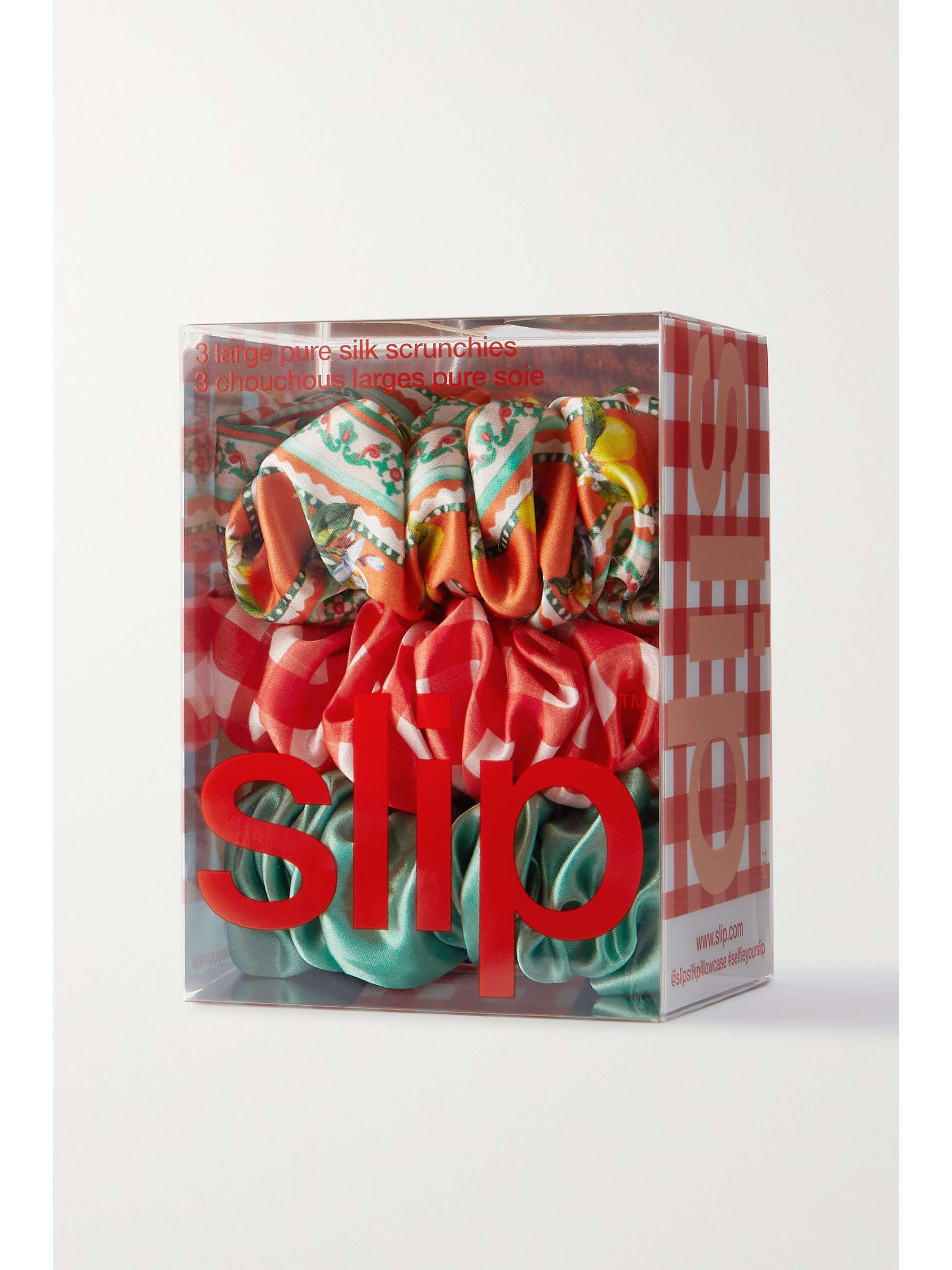 SLIP La Dolce Vita set of three printed silk hair ties