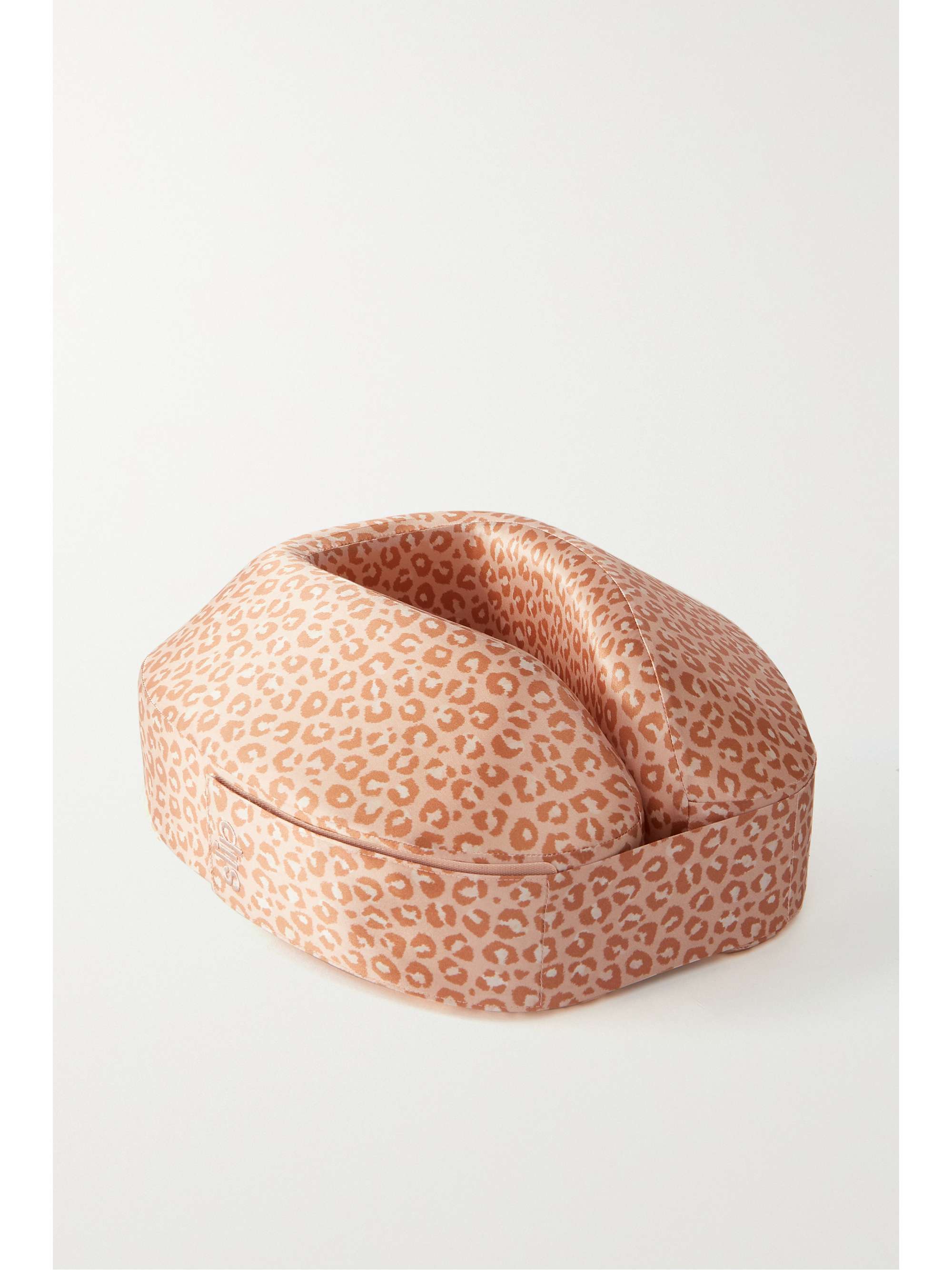 SLIP Jet Setter Leopard-Print Silk Travel Pillow