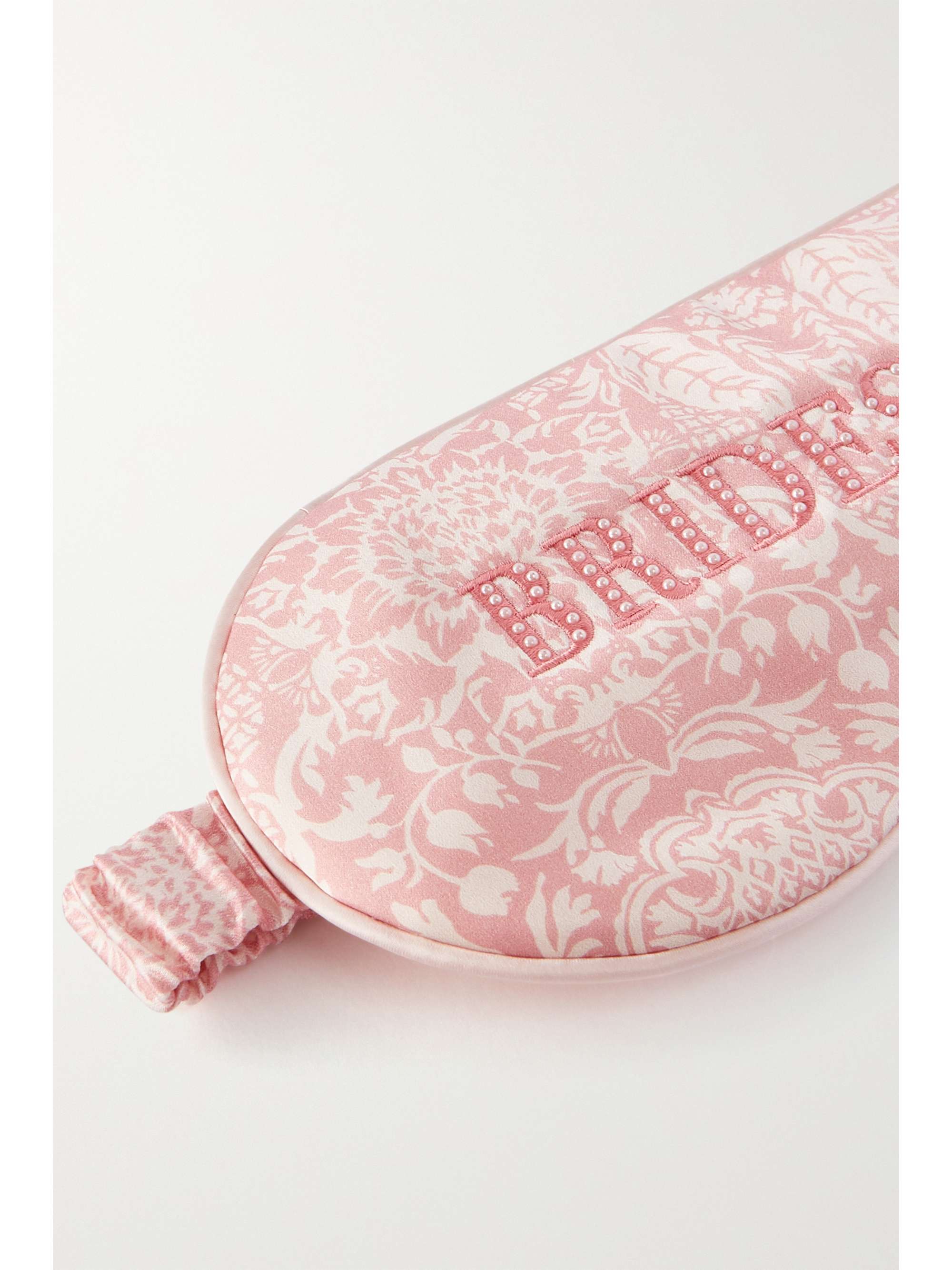 SLIP Bridesmaid embroidered faux pearl-embellished printed silk eye mask
