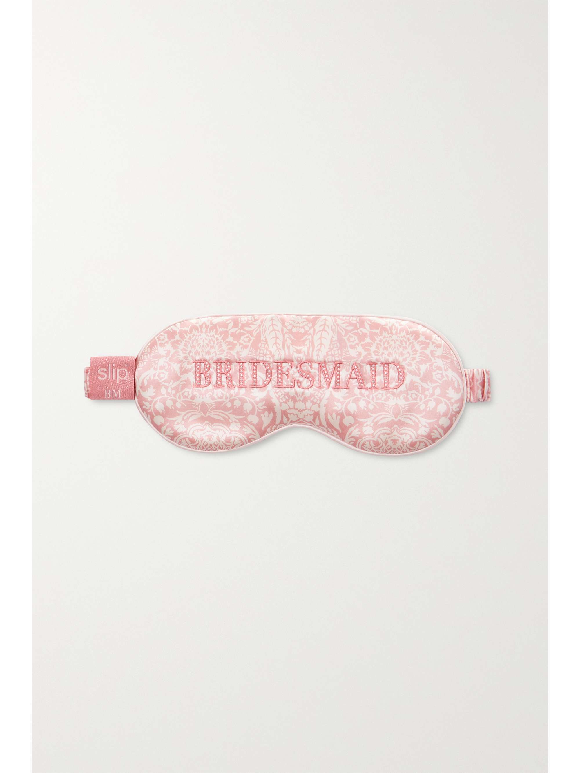 SLIP Bridesmaid embroidered faux pearl-embellished printed silk eye mask