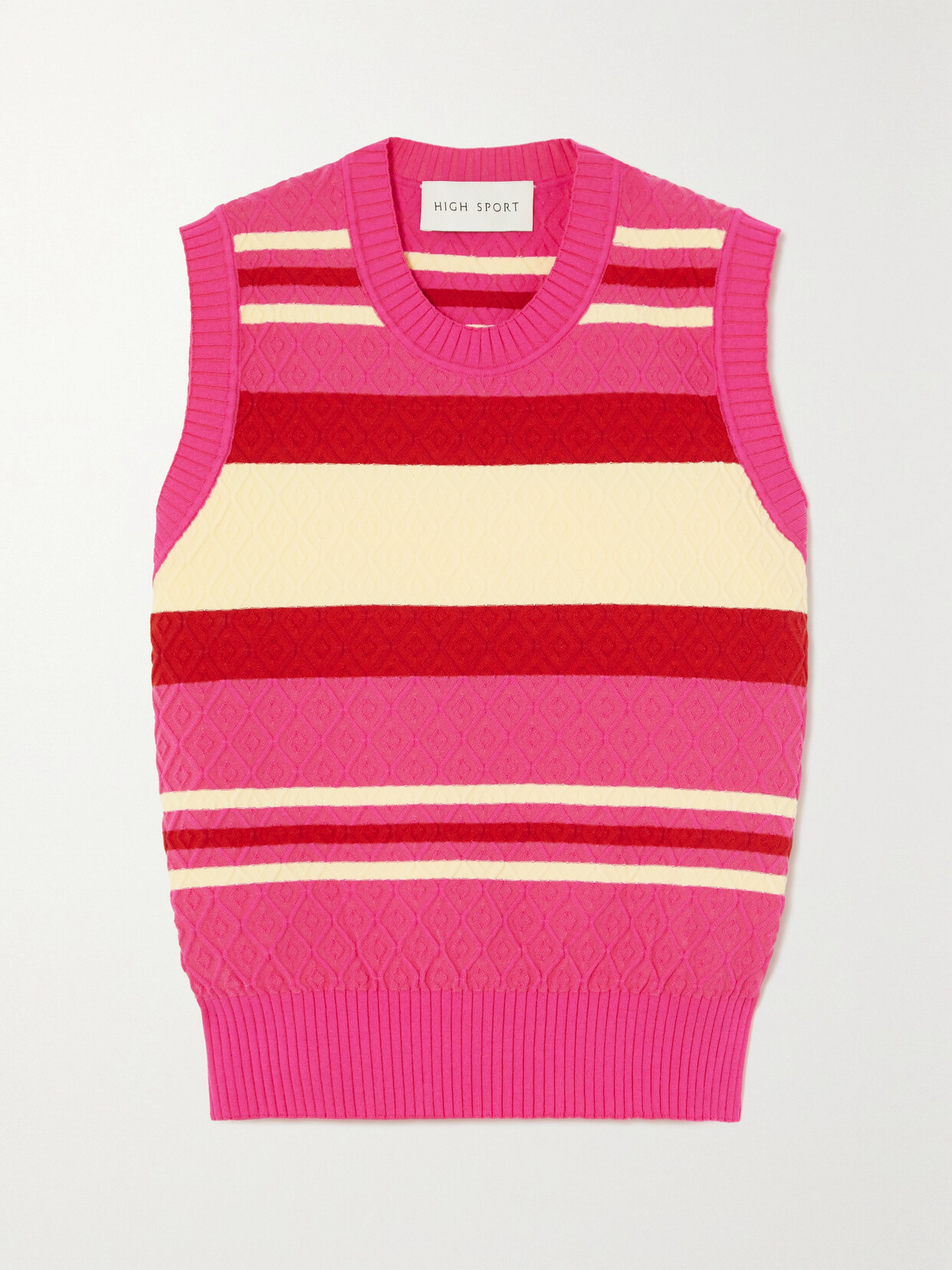 High Sport Annette Striped Jacquard-knit Cotton-blend Top In Pink