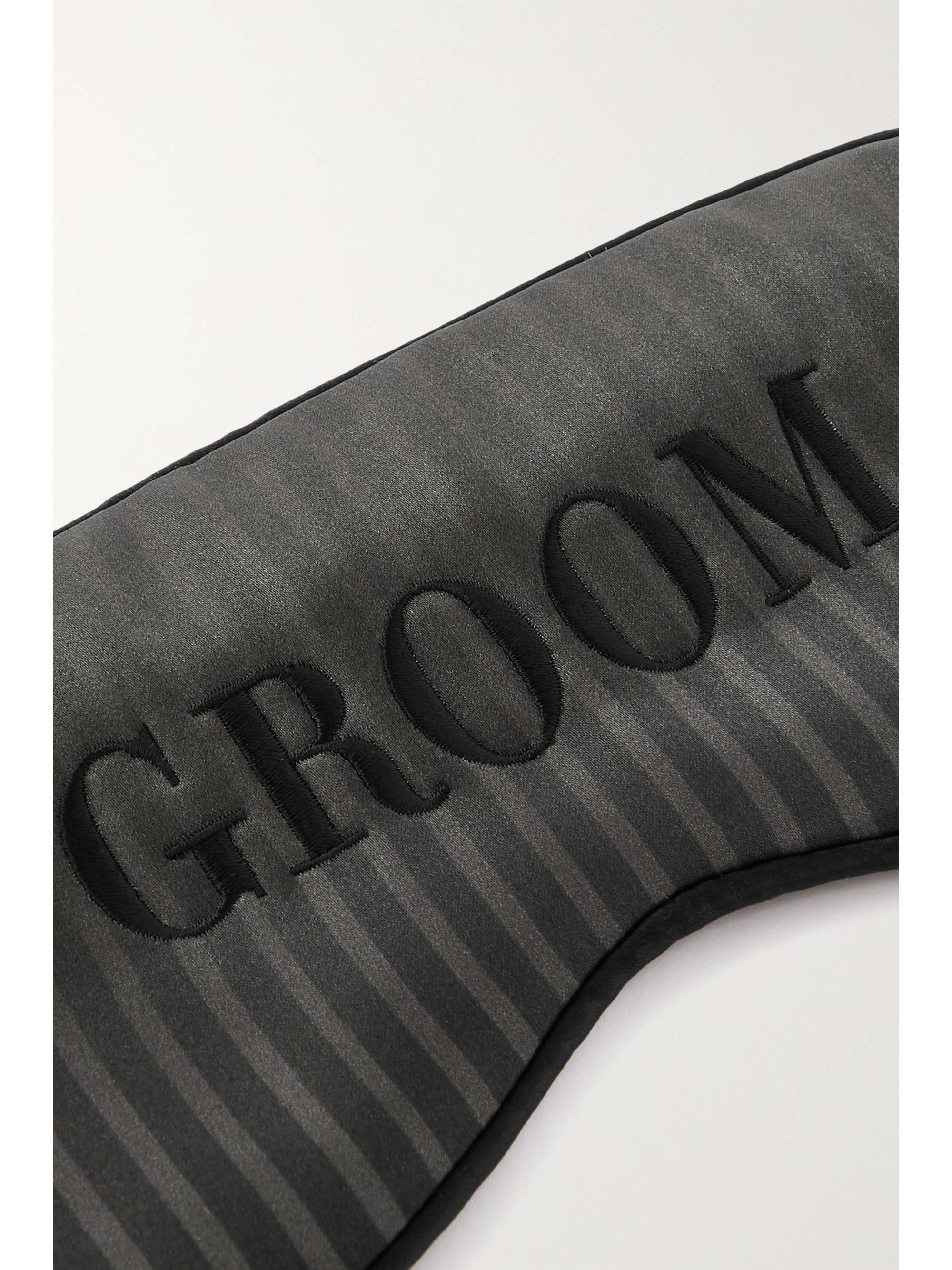 SLIP Groom embroidered striped silk eye mask
