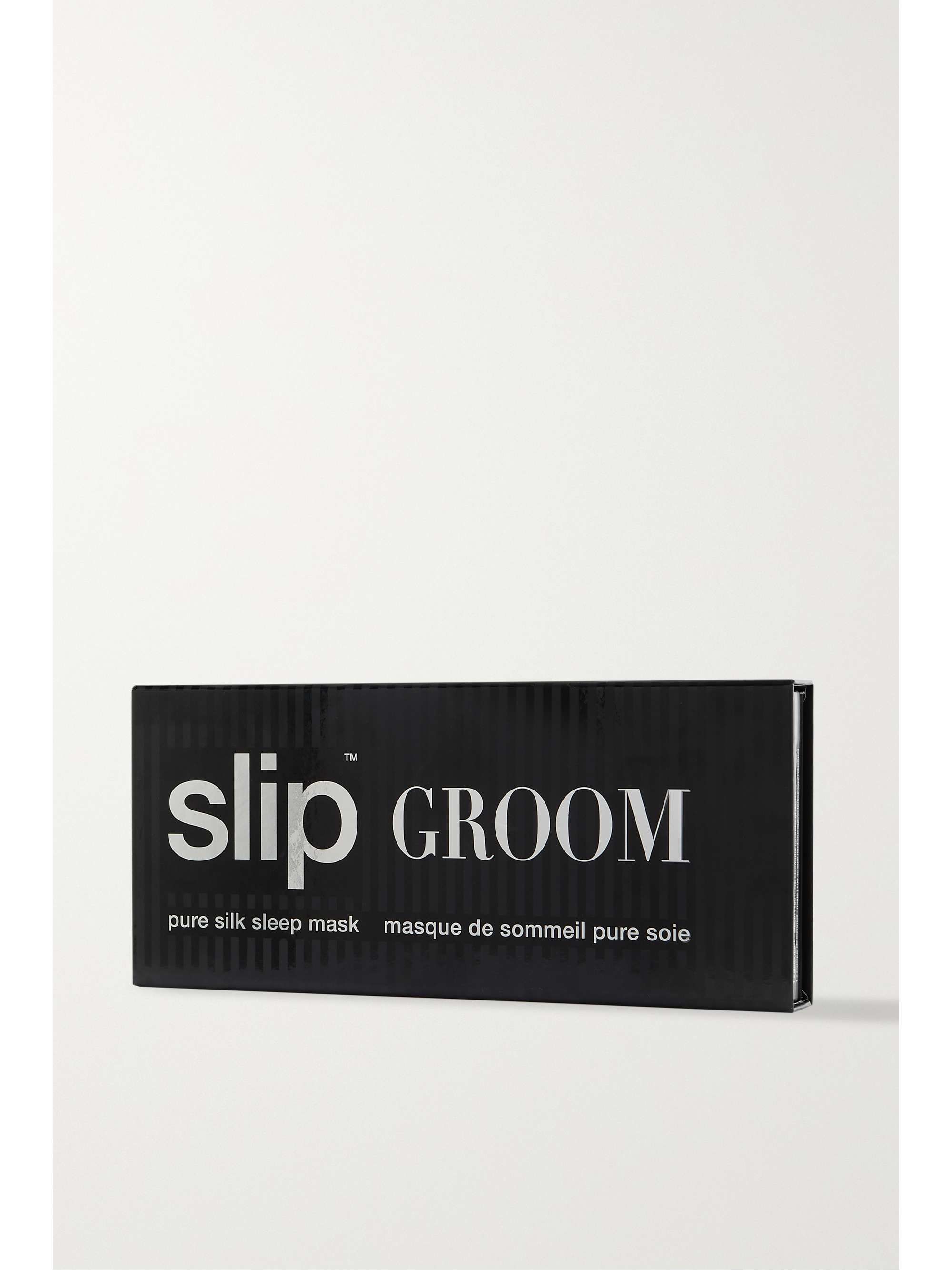 SLIP Groom embroidered striped silk eye mask