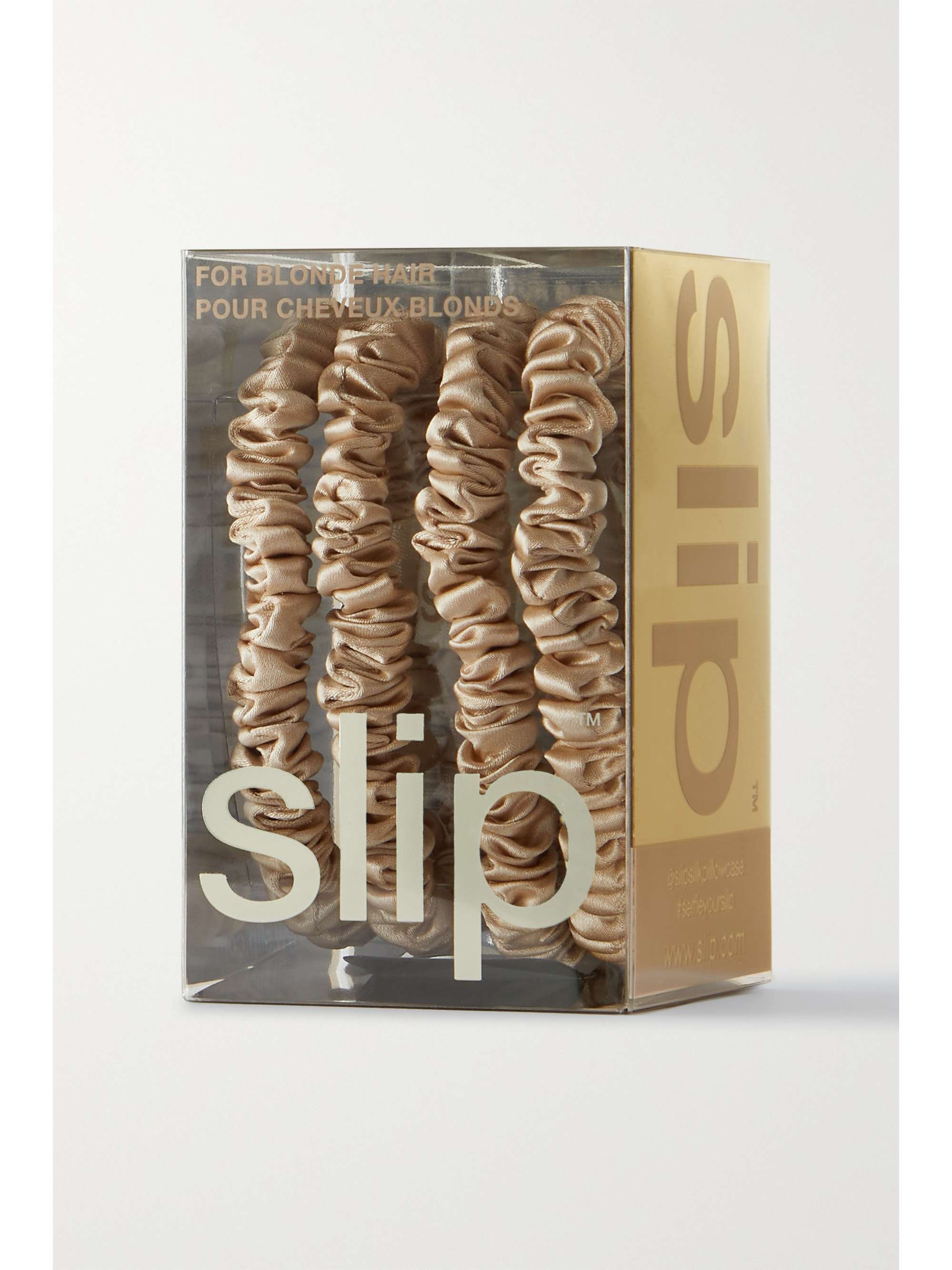 SLIP Back to Basics set of four skinny silk hair ties - Blonde