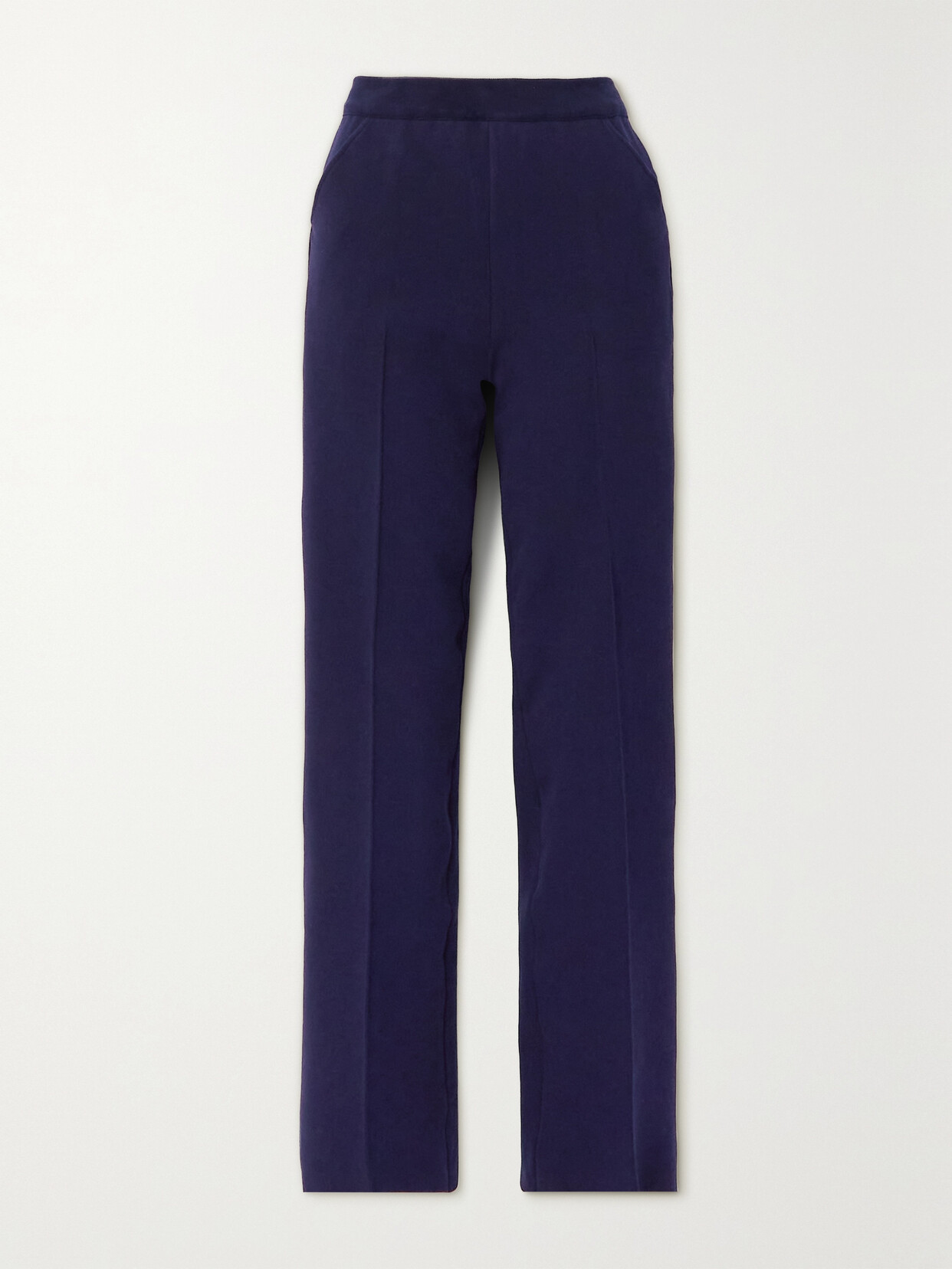 HIGH SPORT - Kick Pleated Stretch-cotton Straight-leg Pants - Blue