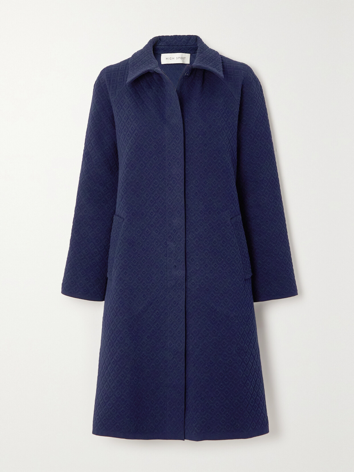 HIGH SPORT - Pearl Quilted Stretch-cotton Coat - Blue