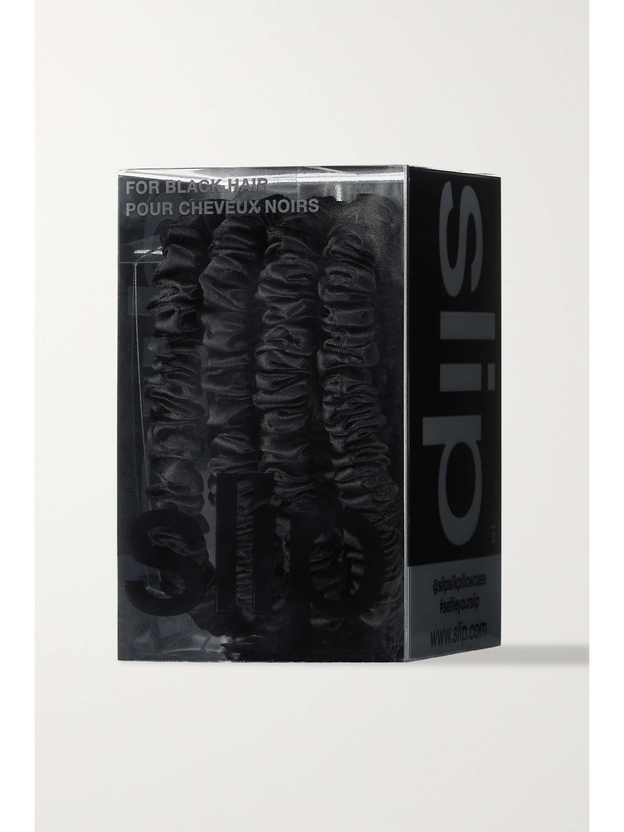 SLIP Back to Basics set of four skinny silk hair ties - Black