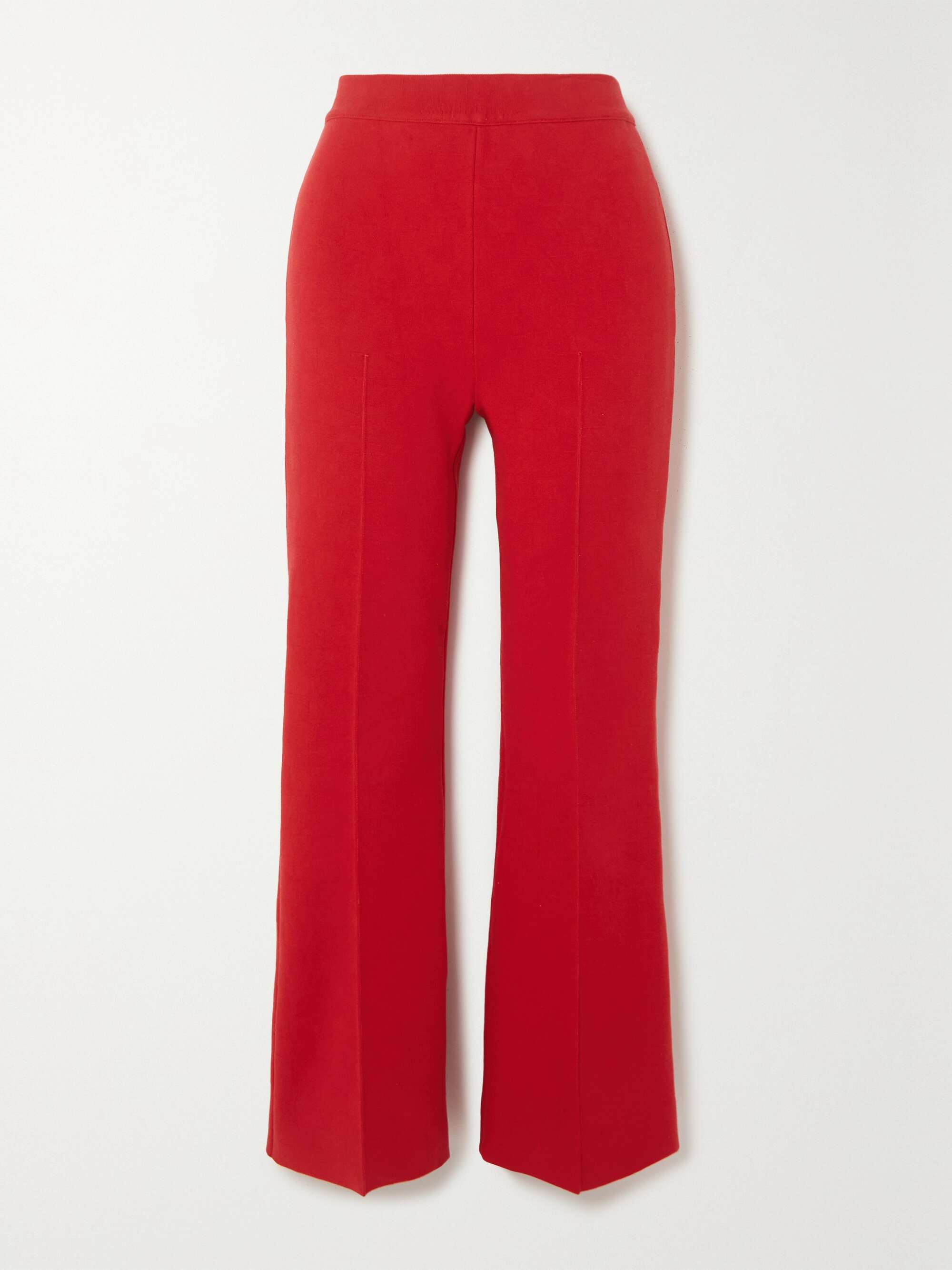 Going High - Stretchy Knit Flared Pants for Women