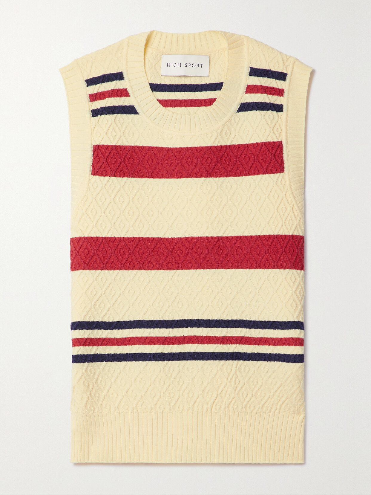HIGH SPORT - Annette Striped Jacquard-knit Stretch Cotton-blend Tank - Yellow