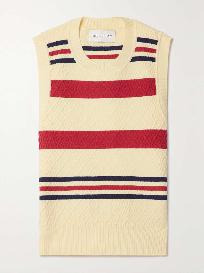 HIGH SPORT Annette Striped Jacquard-knit Stretch Cotton-blend Tank - x large