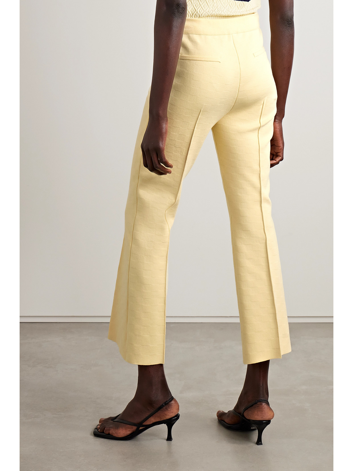 High Sport Kick Cropped Stretch-cotton Flared Pants In Yellow