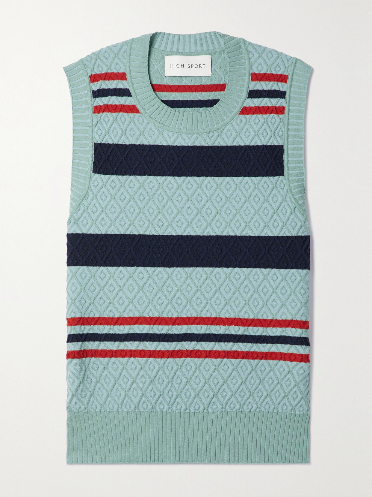 HIGH SPORT - Annette Cropped Striped Jacquard-knit Cotton-blend Vest - Green