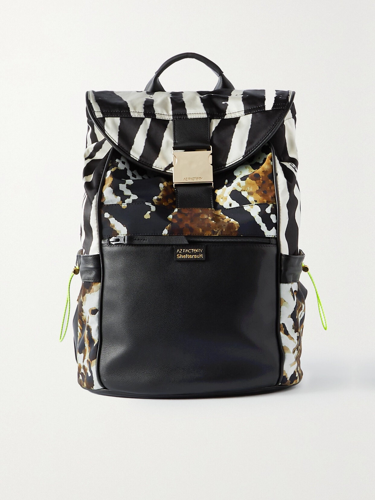 AZ Factory - + Sheltersuit Leather-trimmed Animal-print Twill Backpack - Black