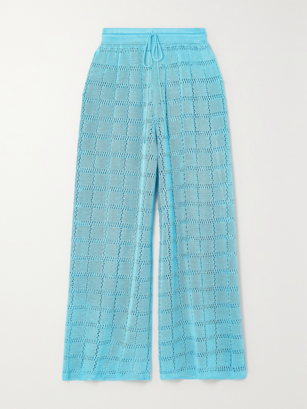 Calle Del Mar - Cropped Crochet-knit Wide-leg Pants - Blue