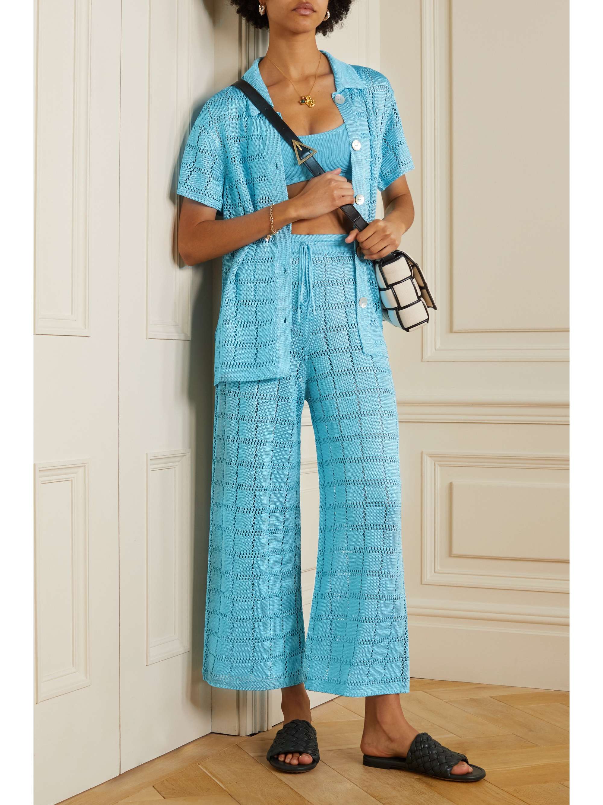 Knit wide best sale leg cropped pants
