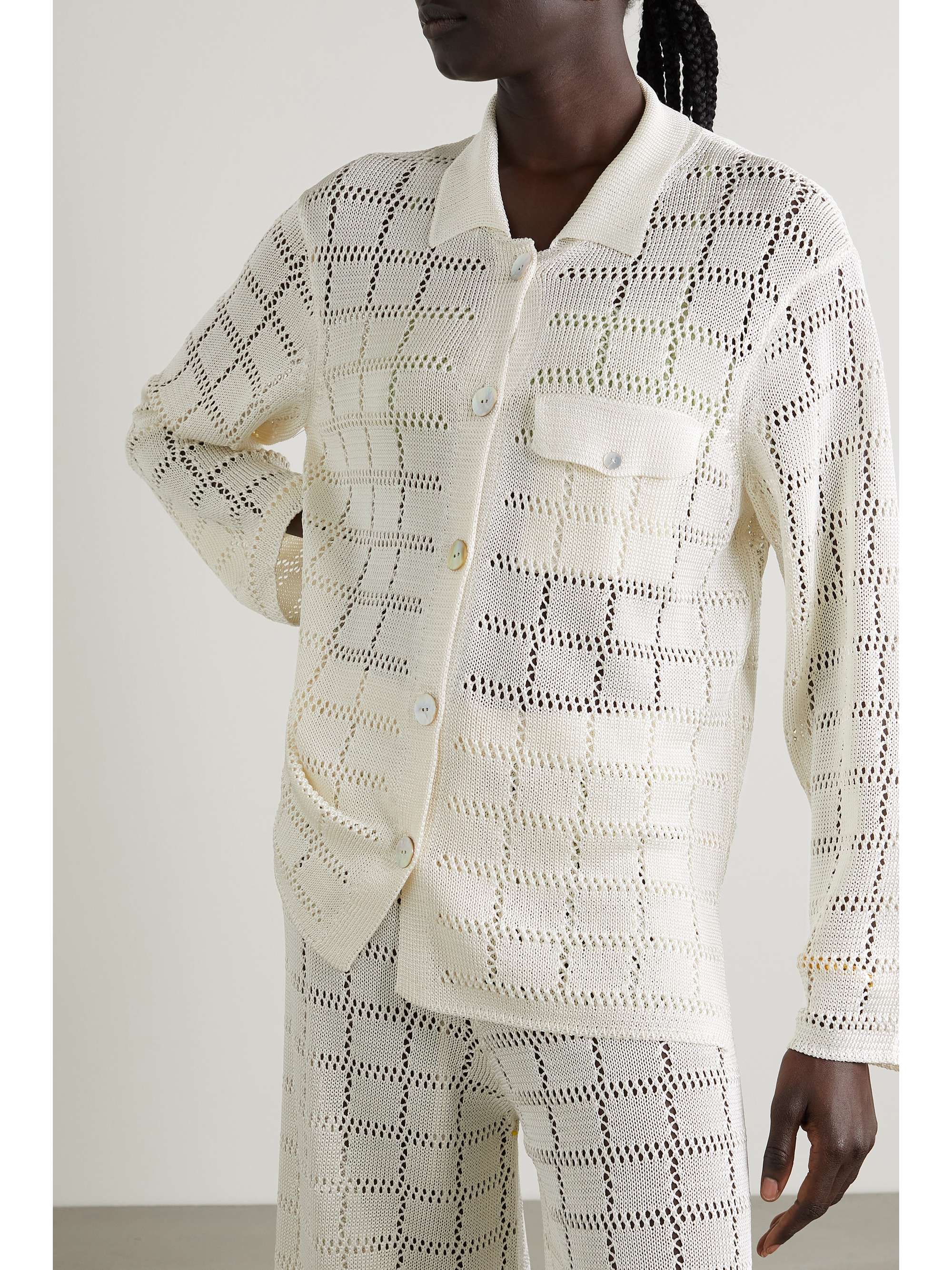 CALLE DEL MAR Pointelle-knit shirt