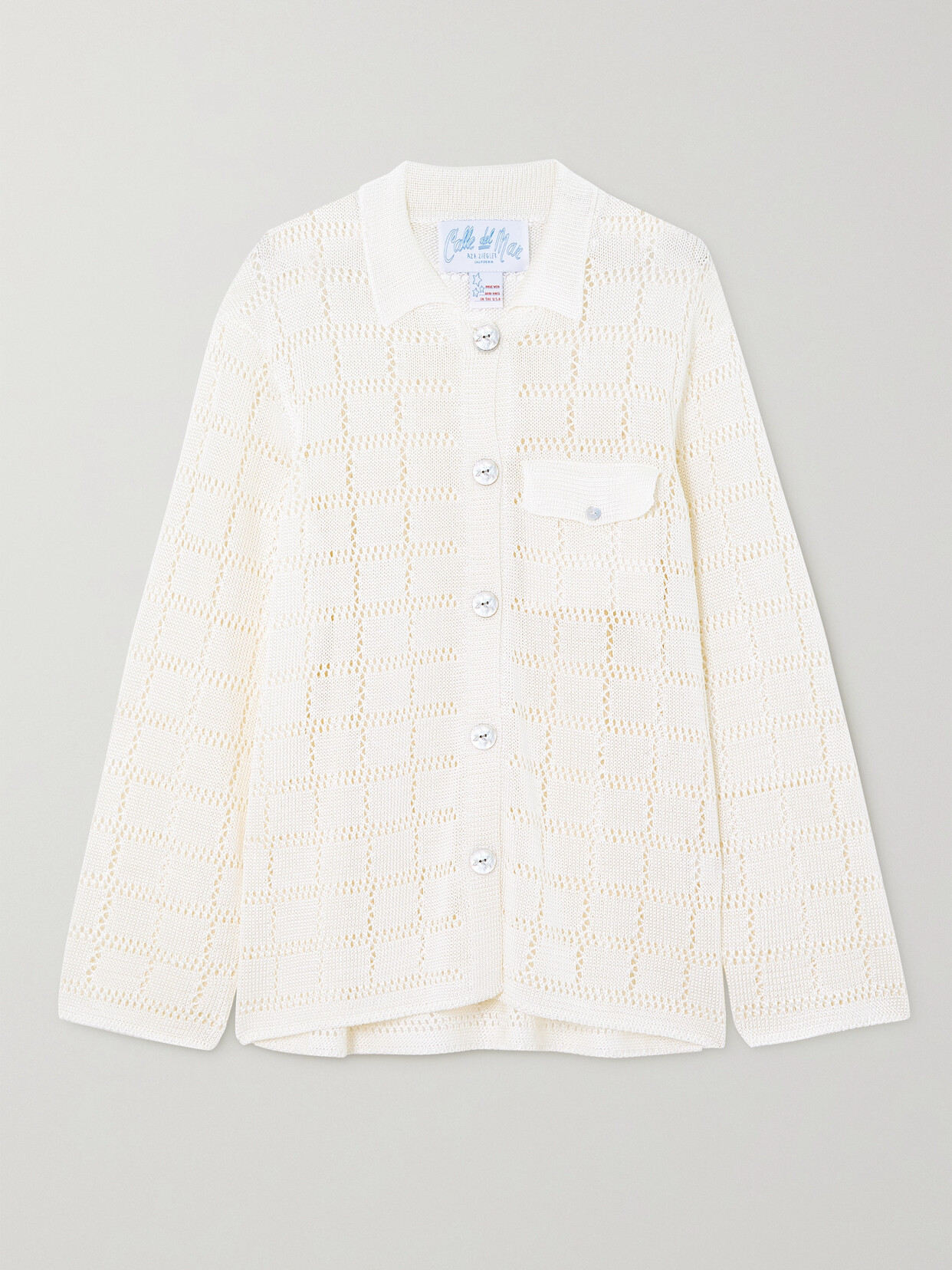 Calle Del Mar Pointelle-knit Shirt In Ecru