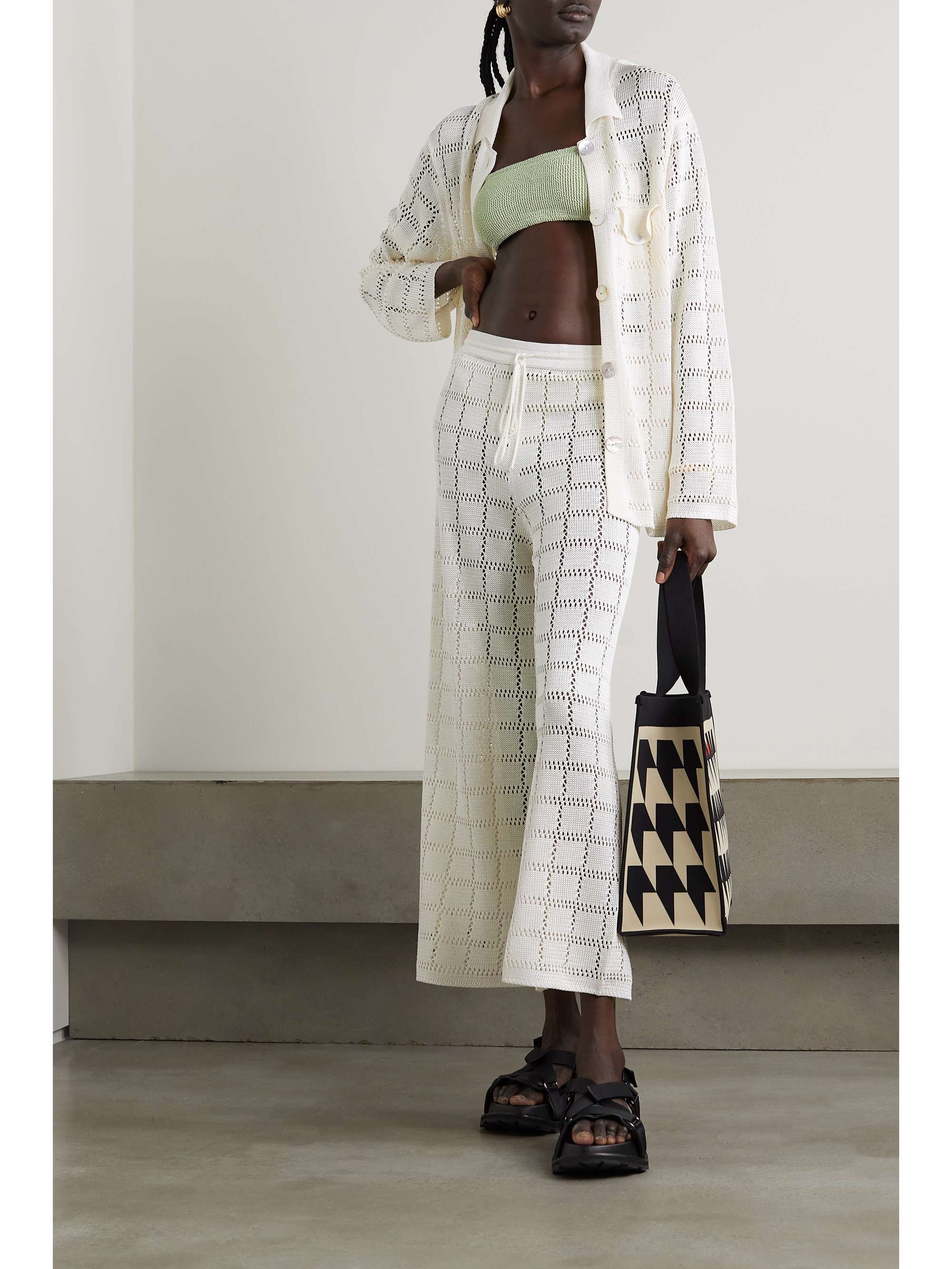 CALLE DEL MAR Pointelle-knit shirt