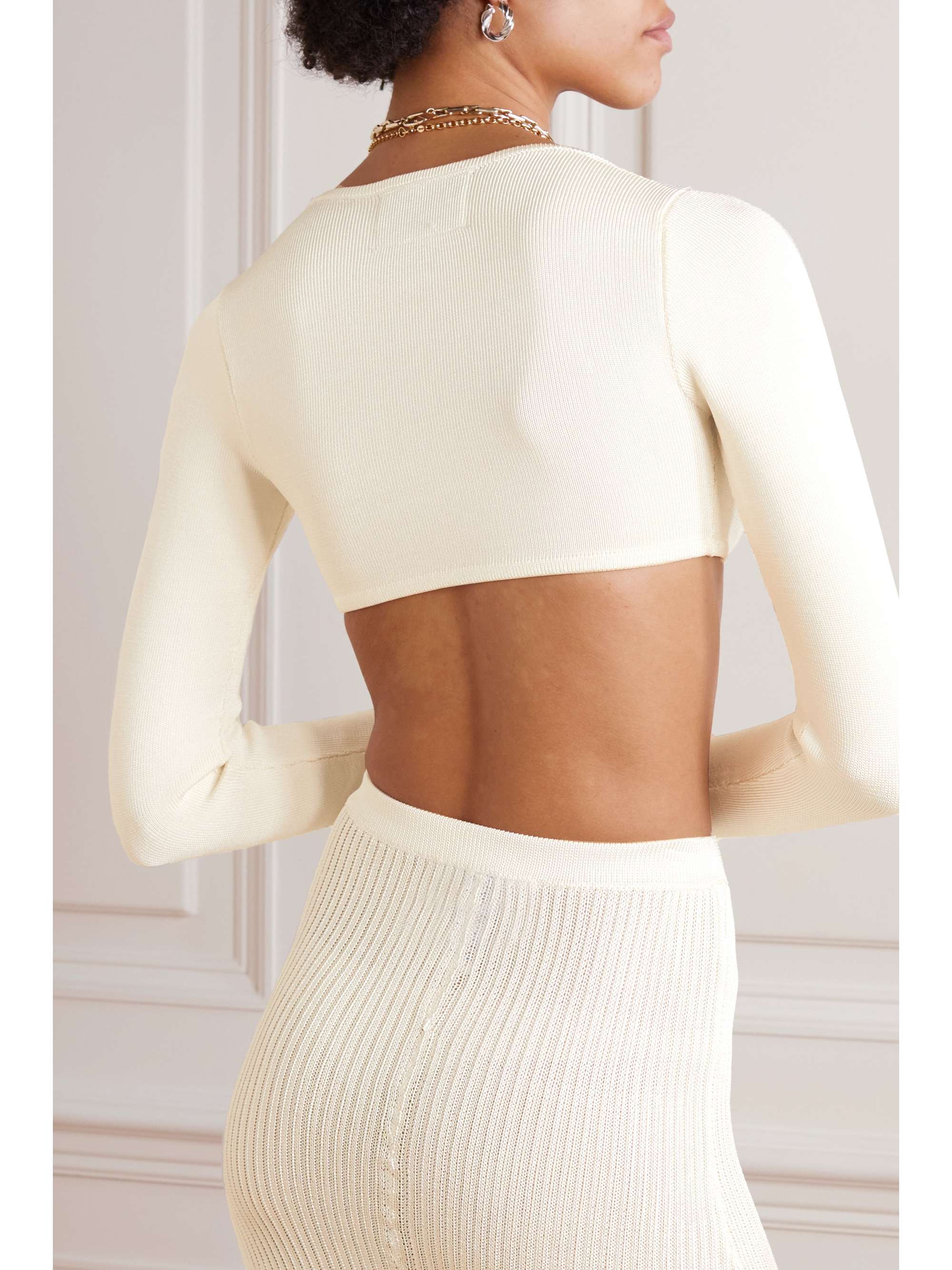 CALLE DEL MAR Cropped stretch-knit top