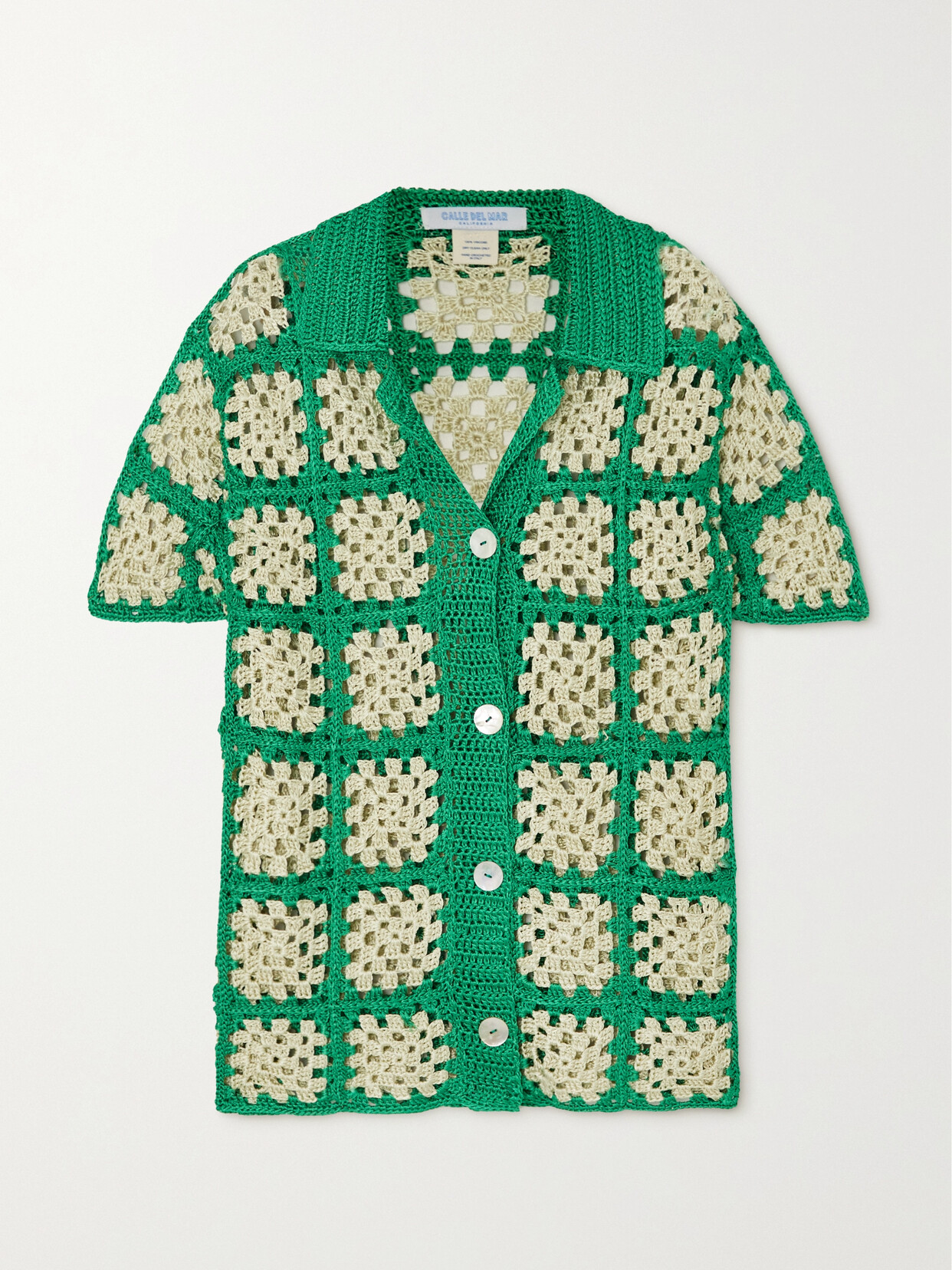 Calle Del Mar - + Net Sustain Checked Crocheted Cardigan - Green