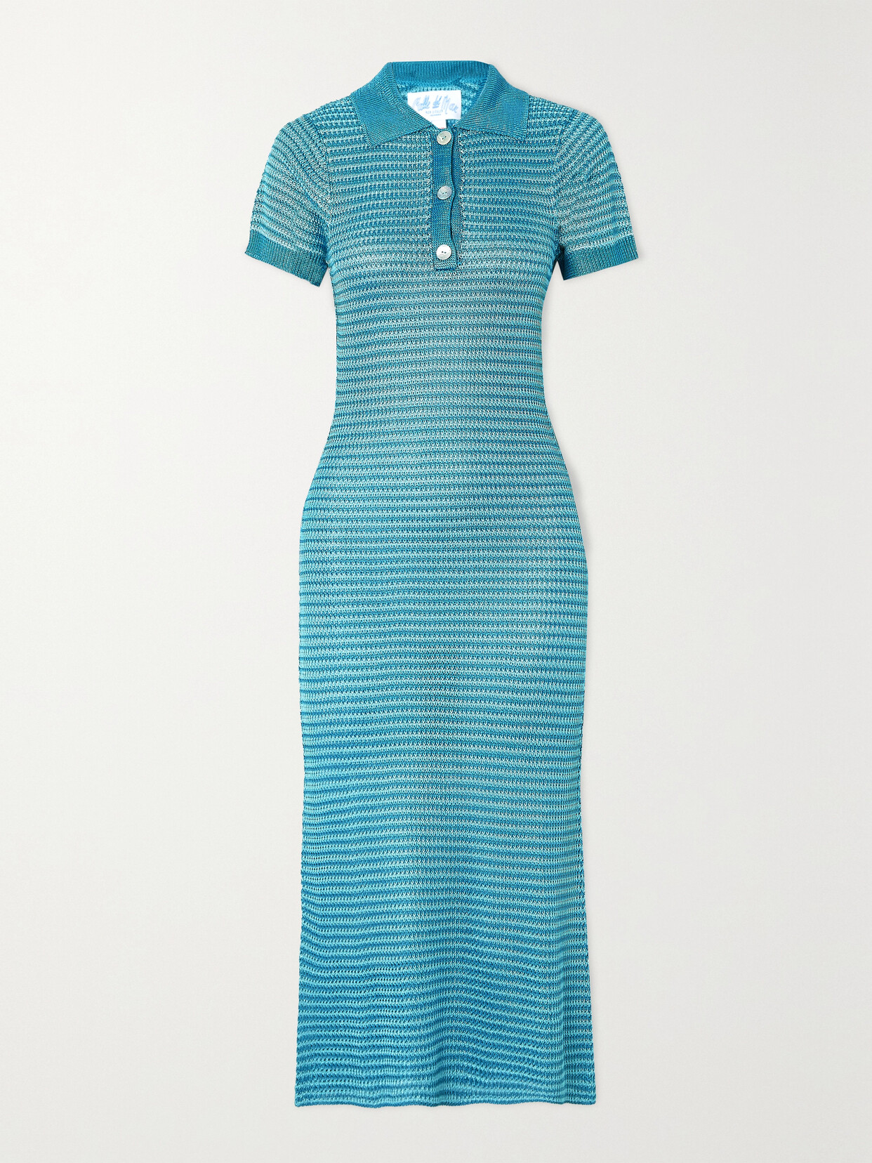 Calle Del Mar - Striped Crochet-knit Midi Dress - Blue