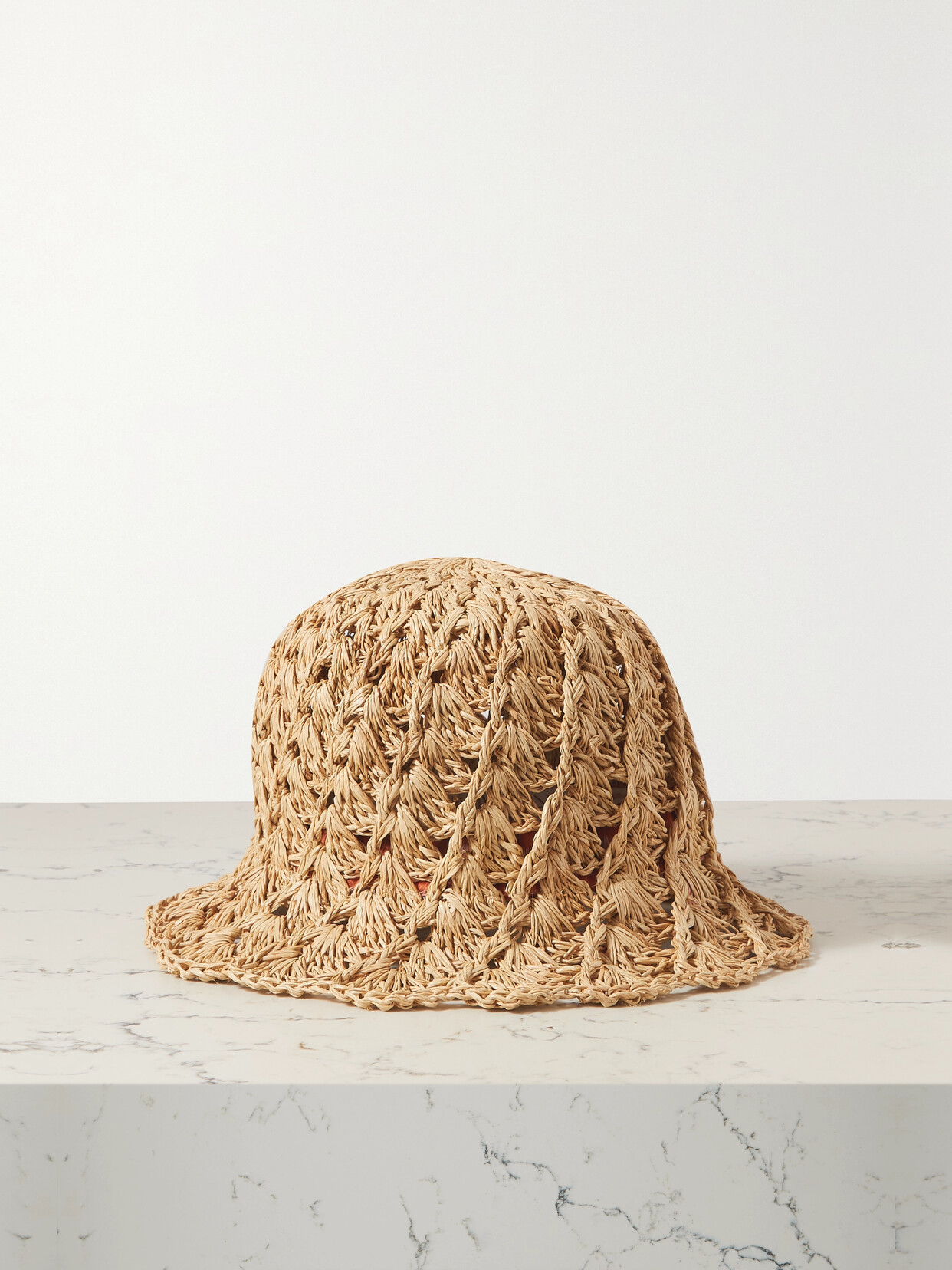Zimmermann Scalloped Crocheted Raffia Bucket Hat