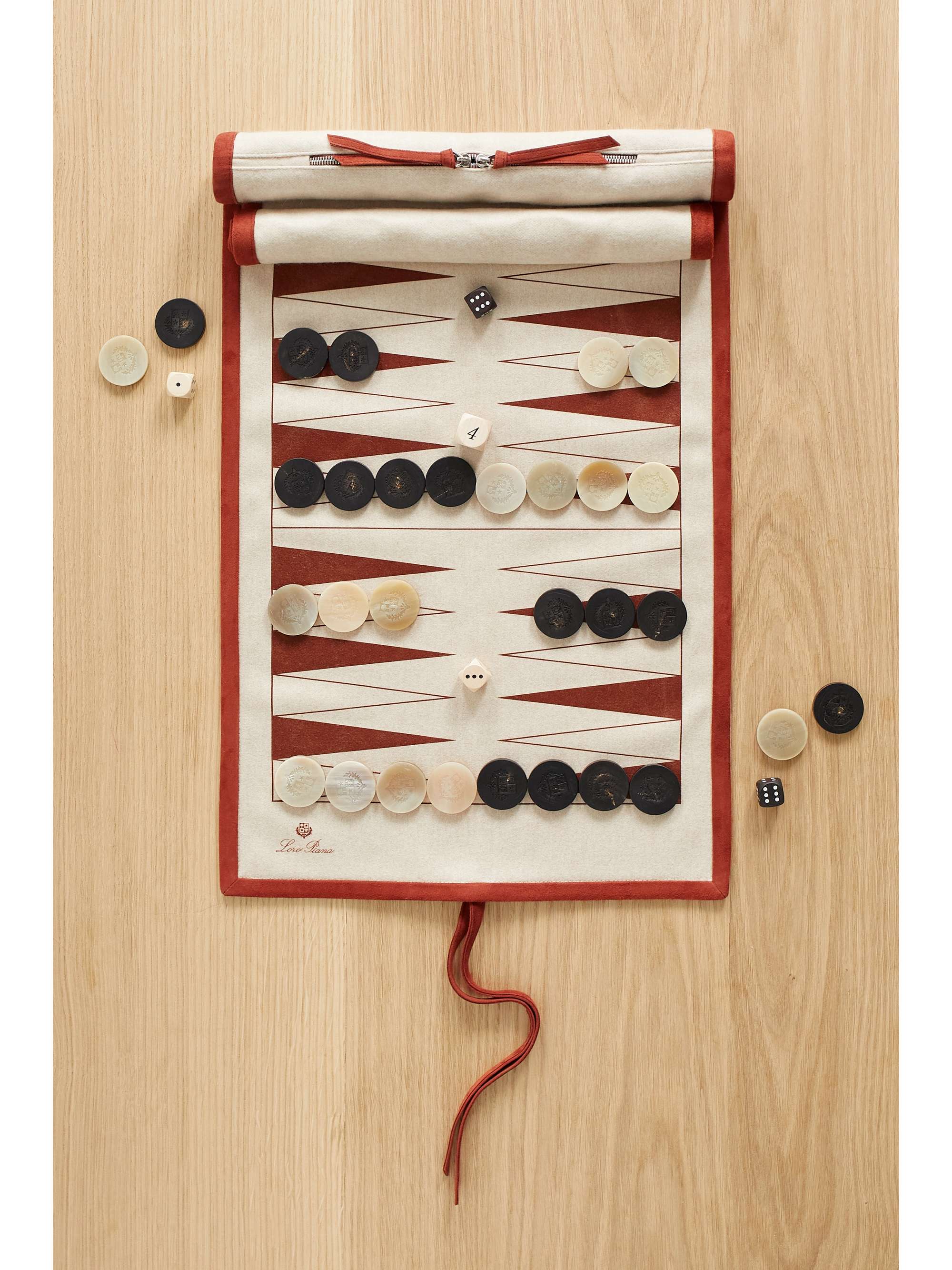 LORO PIANA Suede-trimmed cashmere backgammon and checkers set