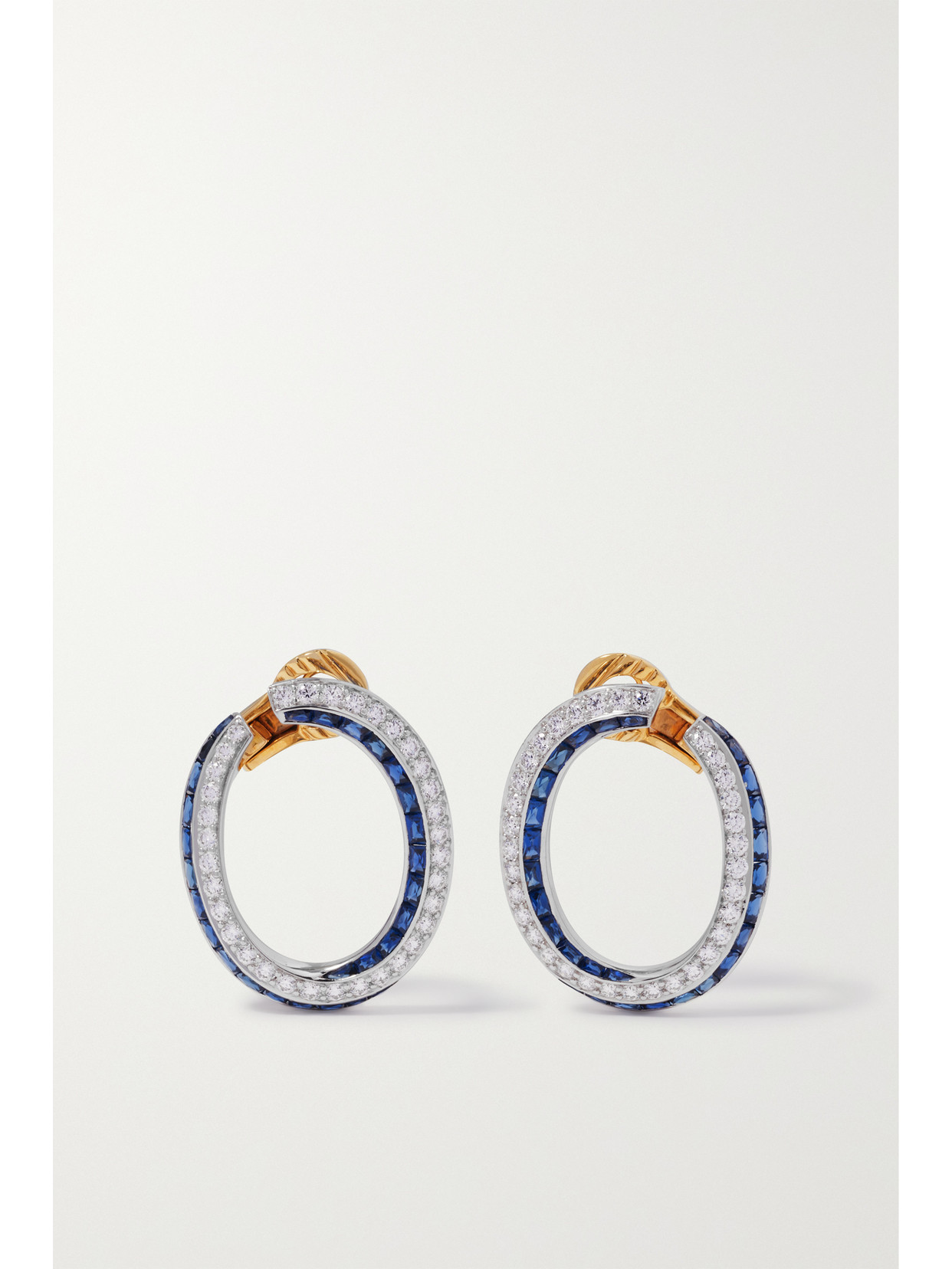 Fred Leighton - 18-karat White Gold And Yellow Gold, Sapphire And Diamond Hoop Earrings - one size