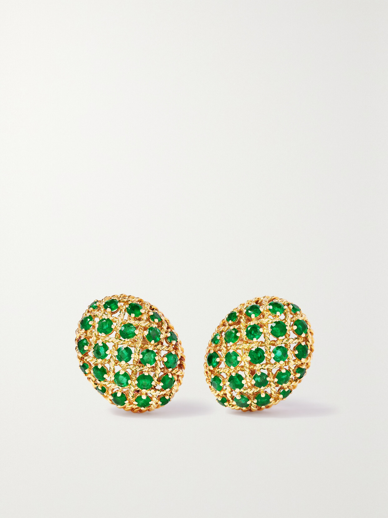 Fred Leighton - + Cartier Paris 18-karat Gold Emerald Clip Earrings - one size