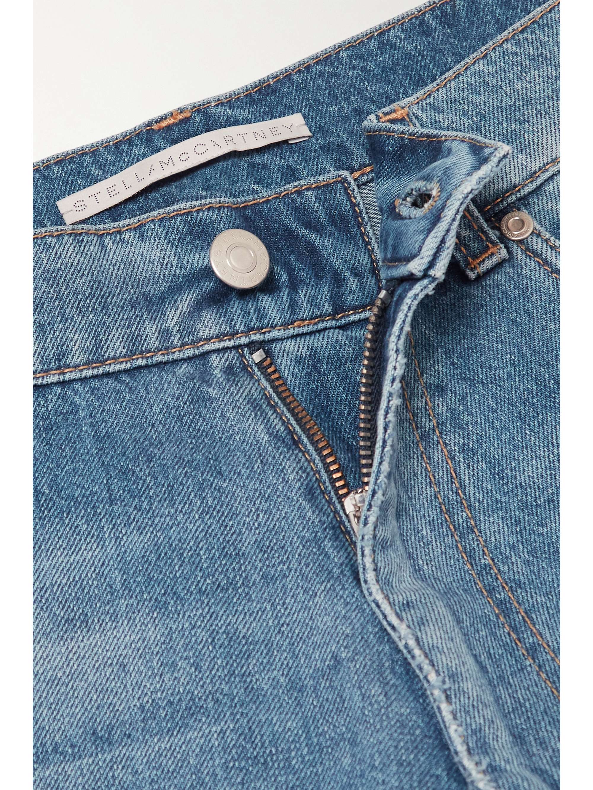 STELLA MCCARTNEY + NET SUSTAIN embroidered distressed organic denim shorts