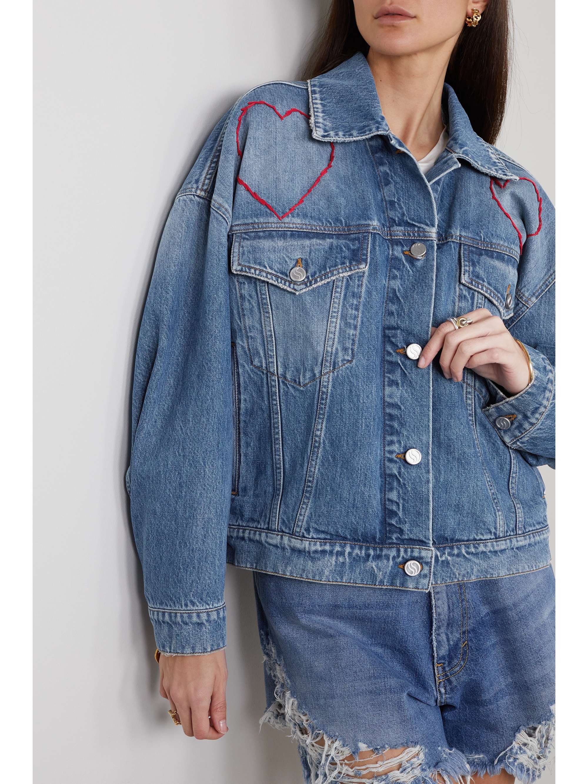 STELLA MCCARTNEY + NET SUSTAIN embroidered organic denim jacket