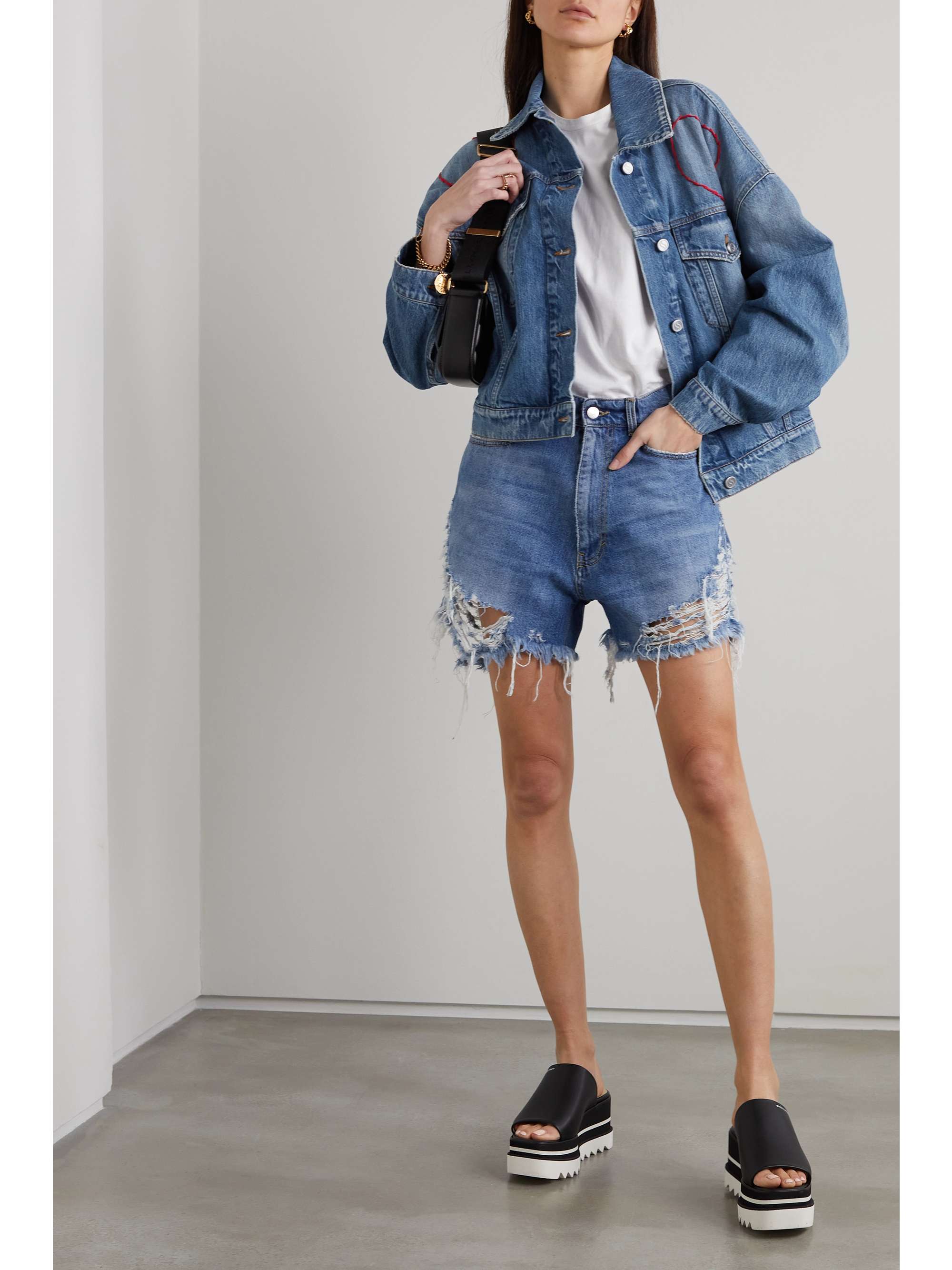 STELLA MCCARTNEY + NET SUSTAIN embroidered organic denim jacket