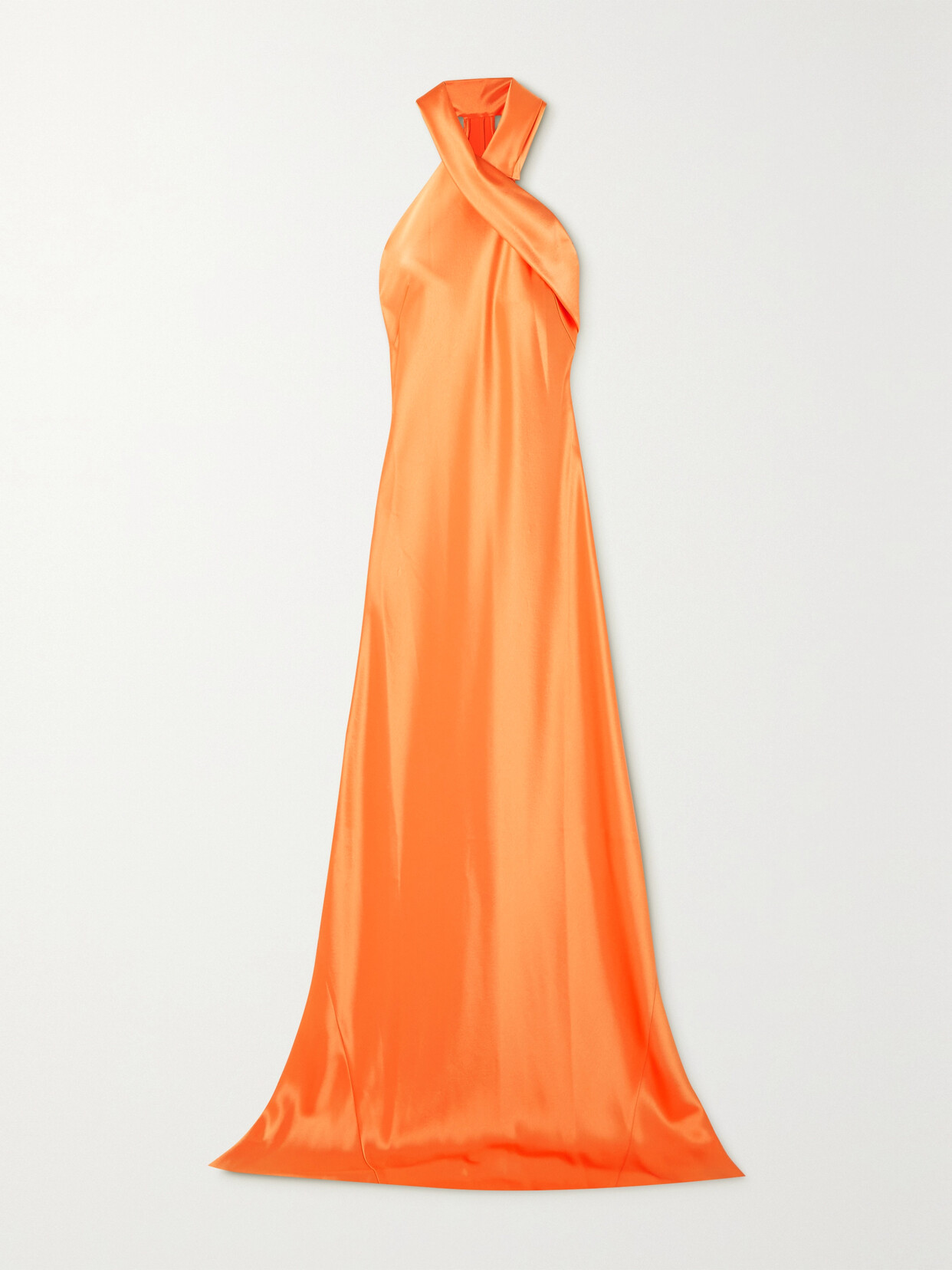 Galvan - Pandora Satin Halterneck Gown - Orange