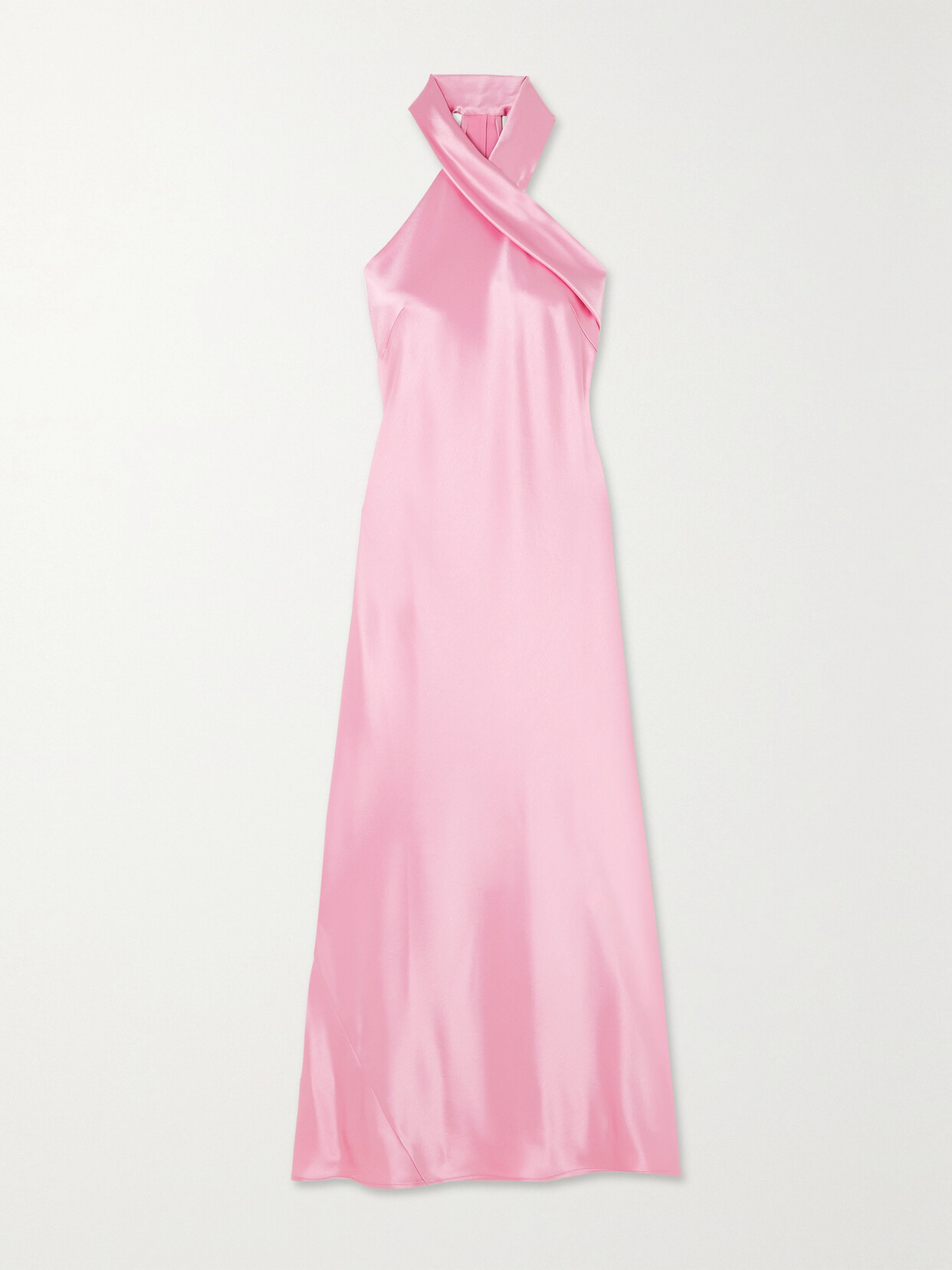 Galvan - + Net Sustain Pandora Satin Halterneck Midi Dress - Pink