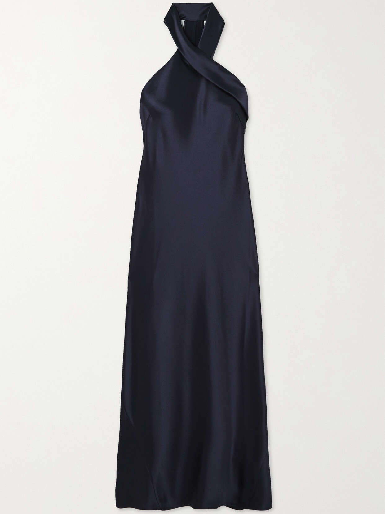 Galvan - + Net Sustain Pandora Satin Halterneck Midi Dress - Blue