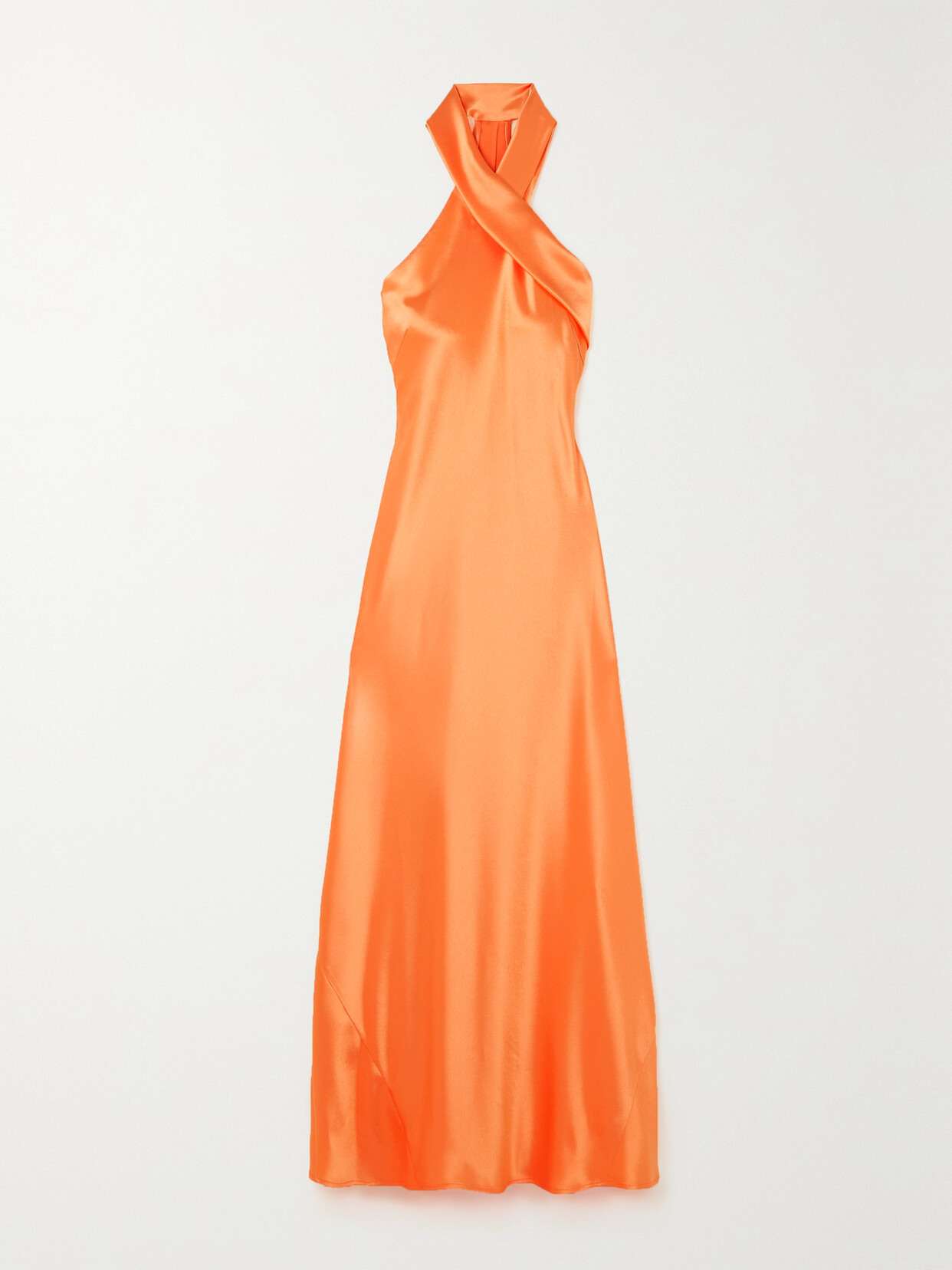 Galvan - + Net Sustain Pandora Satin Halterneck Midi Dress - Orange