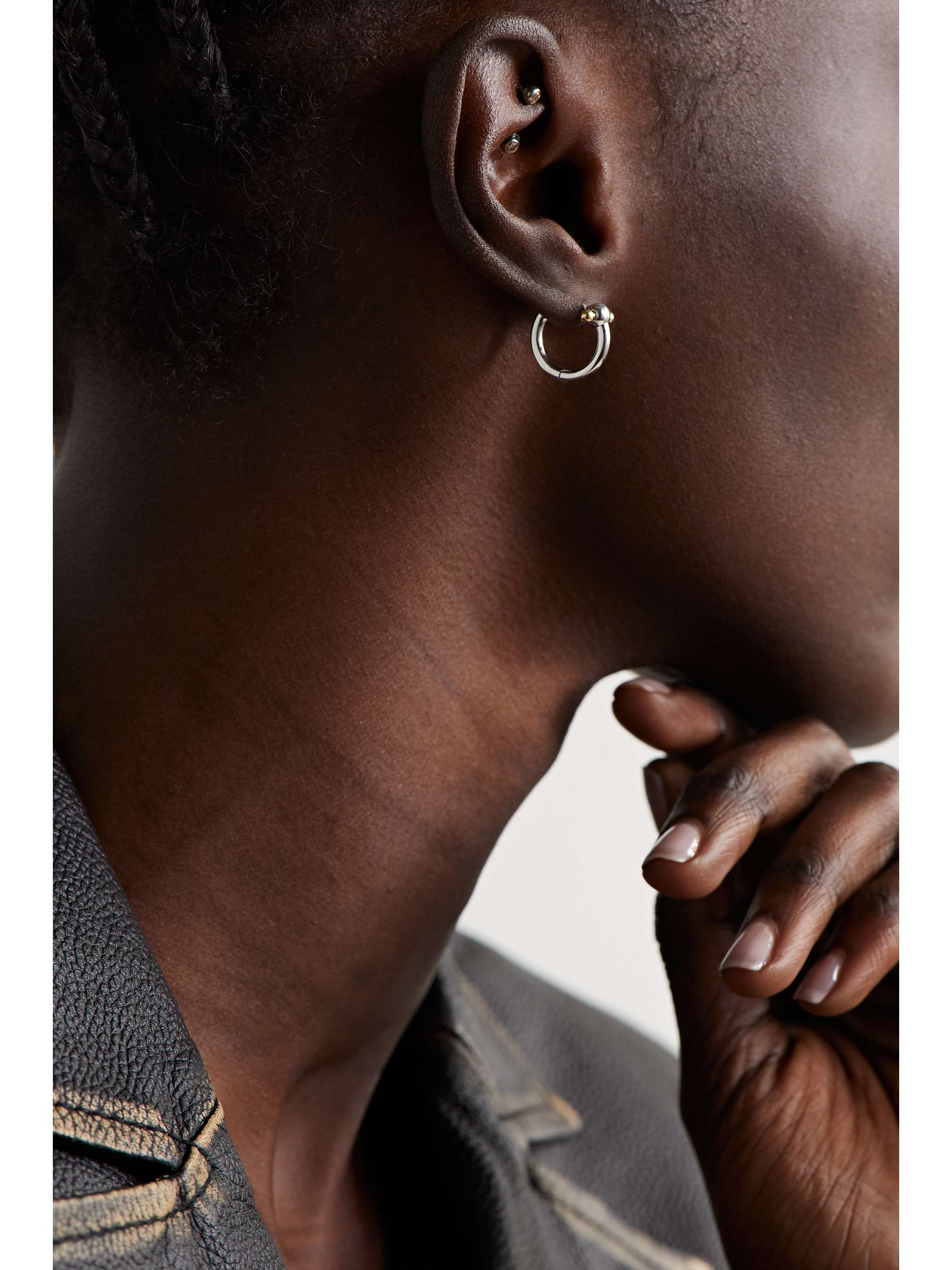 EERA White gold single hoop earring NET A PORTER