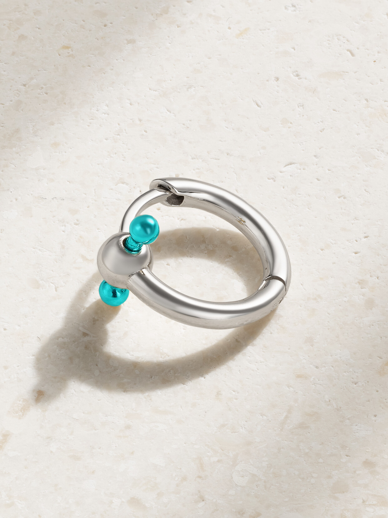EÉRA - White Gold Single Hoop Earring - Silver