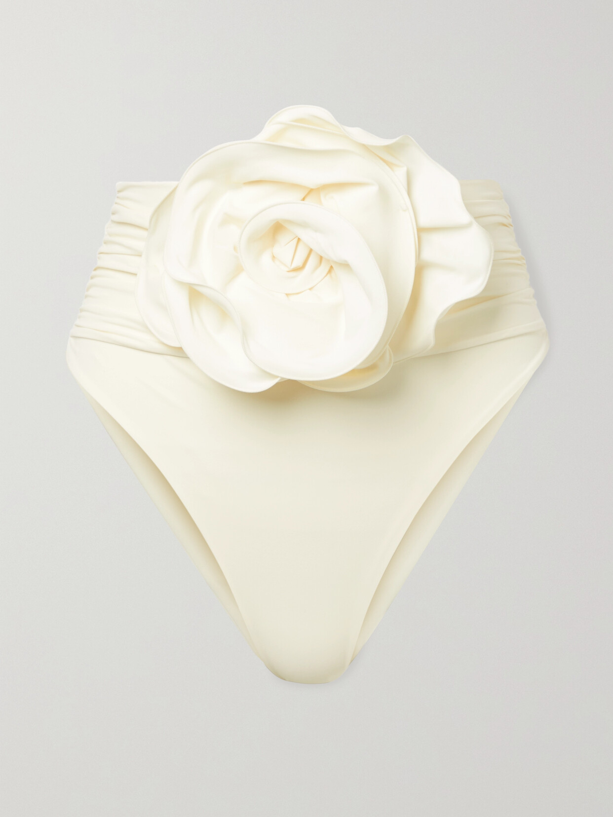 Shop Magda Butrym Appliquéd Ruched Bikini Briefs In Cream