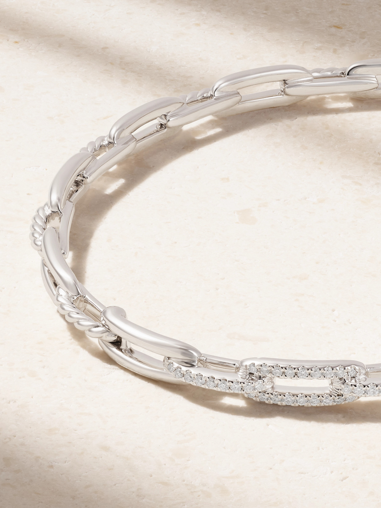 David Yurman Stax 18-karat White Gold Diamond Bracelet In Gold