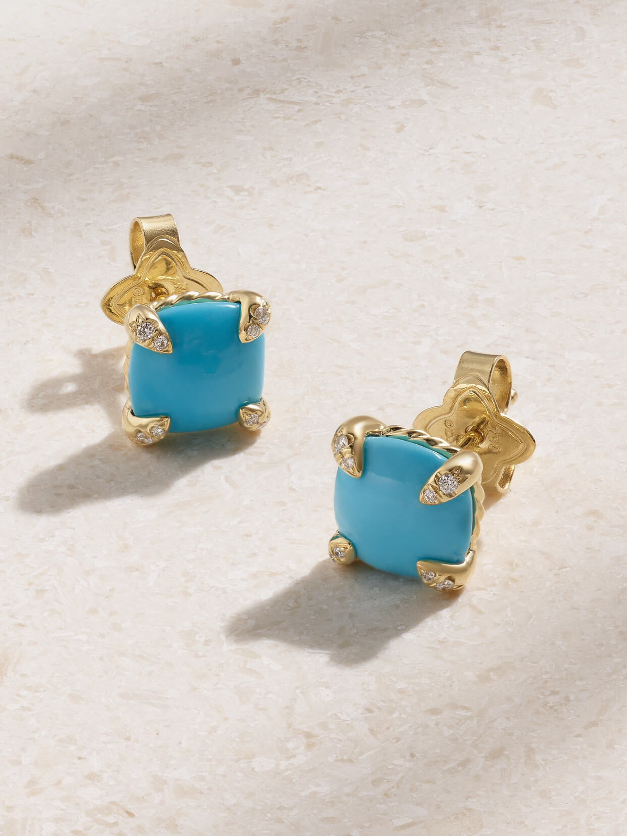 David Yurman Châtelaine 18-karat Gold, Diamond And Turquoise Earrings